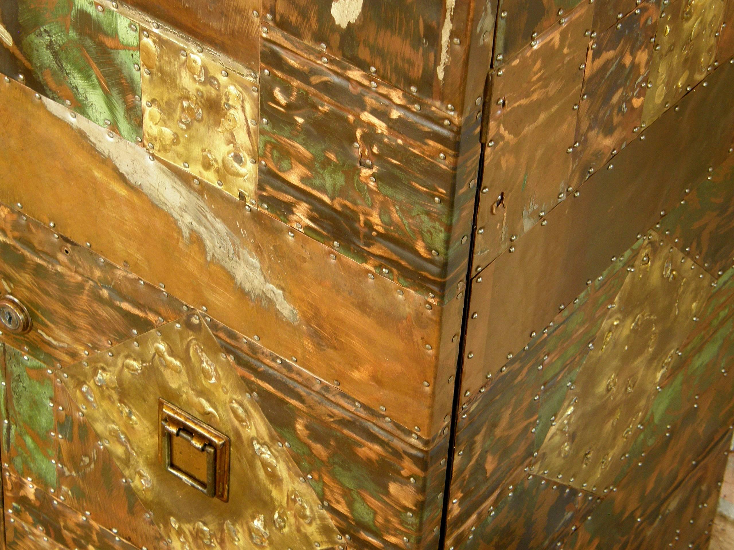 H. A. Larson Brutalist Patchwork Bar Cabinet with Slate Top 5
