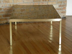 Broken Glass Mosaic Cocktail Table with Brass Frame