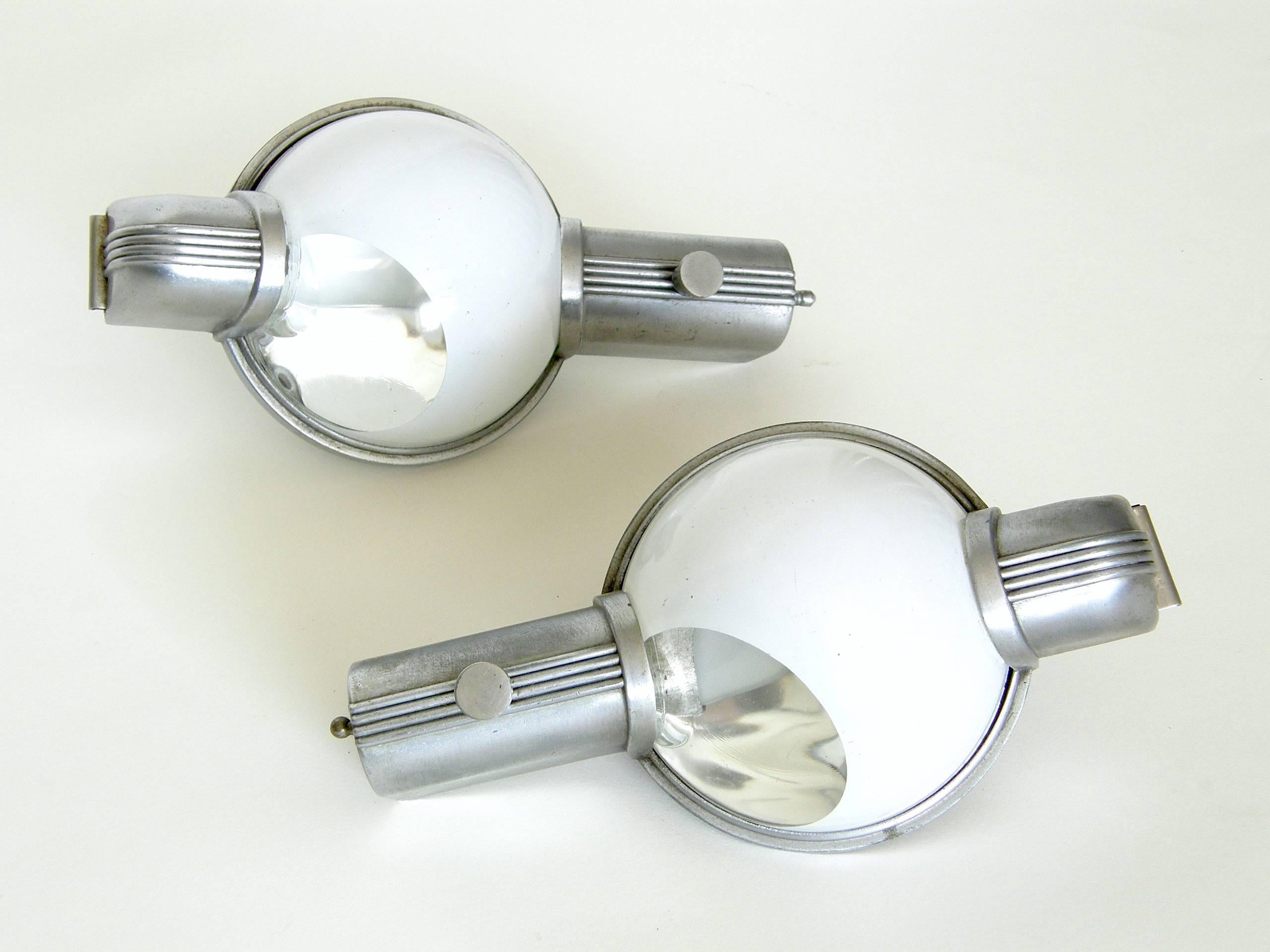 Machine Age Henry Dreyfuss Wall Lamps for the Art Deco 20th Century Ltd Pullman Train Cars