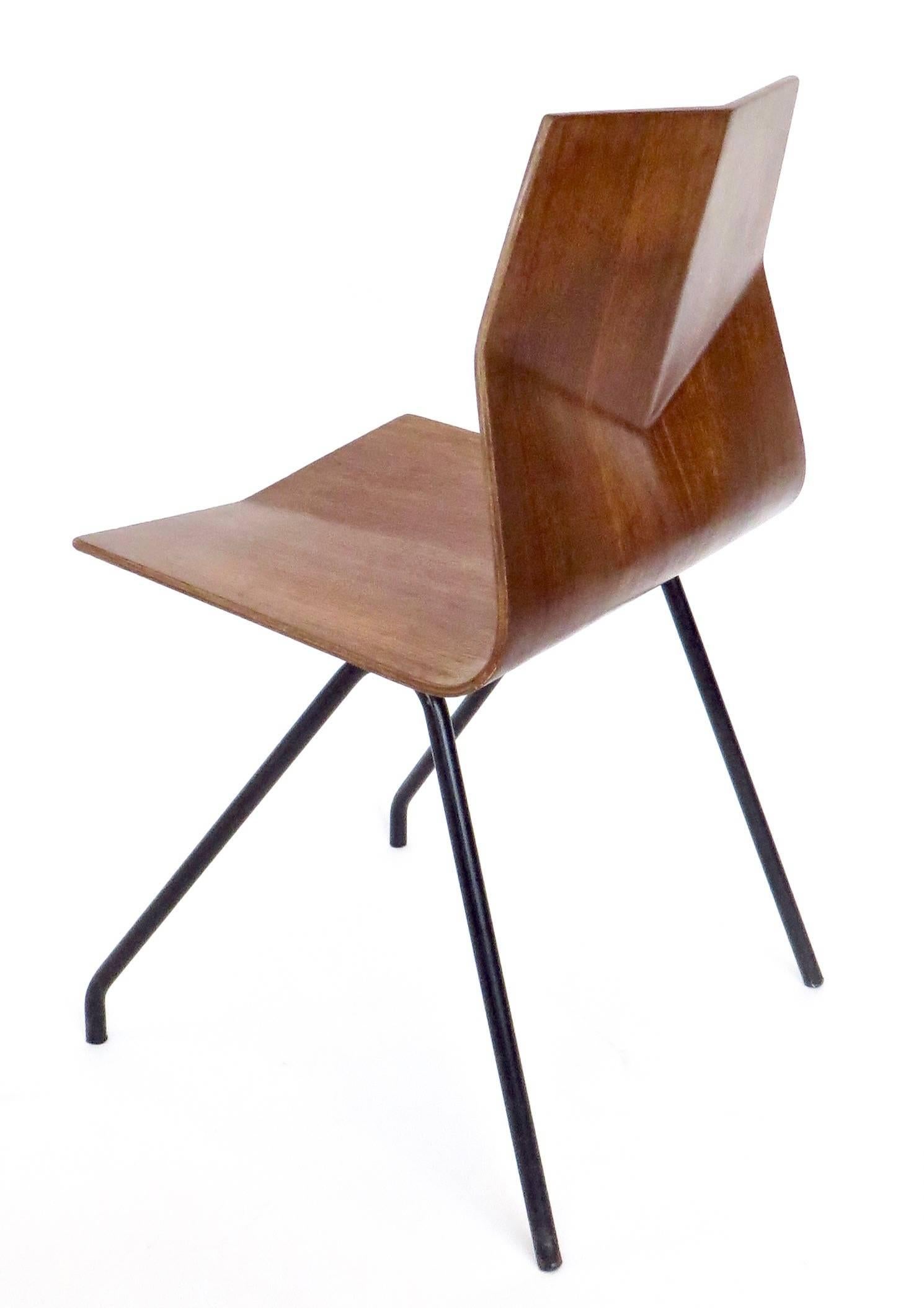 Rene-Jean Caillette French Diamond Chair Molded Plywood In Excellent Condition In Chicago, IL