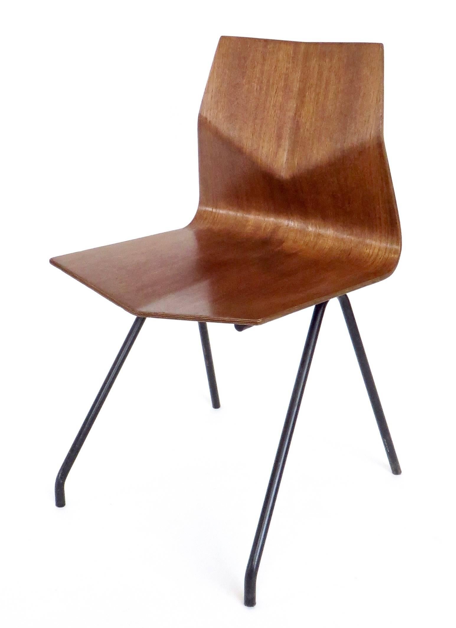 Teak Rene-Jean Caillette French Diamond Chair Molded Plywood