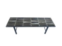 French Ceramic Tile Mosaic Blue Gray Coffee Table by Nicole Raude