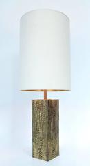 Bronze Crocodile Skin Motif Bronze French Table Lamp c1970