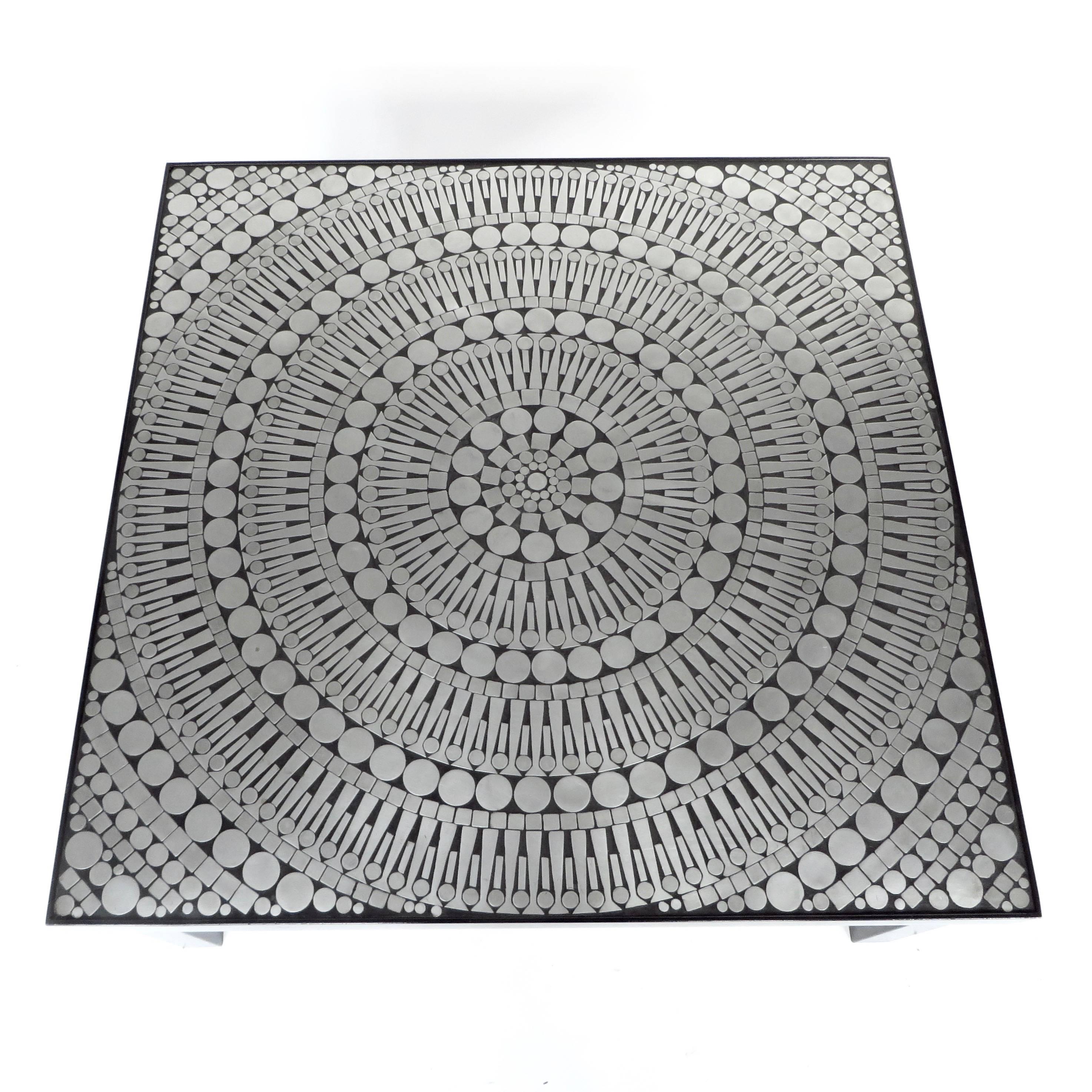 Belgian Designer Raf Verjans Mosaic Aluminum and Steel Coffee Table  2