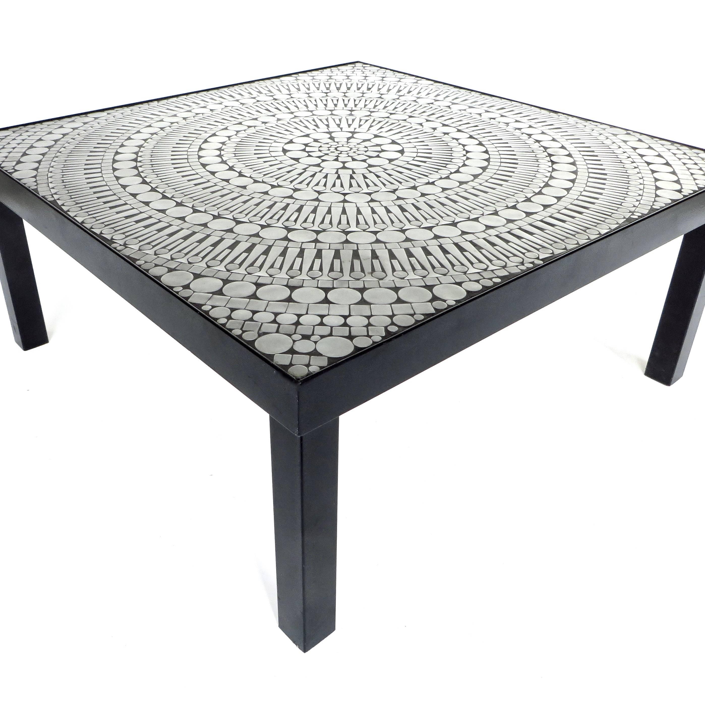 Mid-Century Modern Belgian Designer Raf Verjans Mosaic Aluminum and Steel Coffee Table 