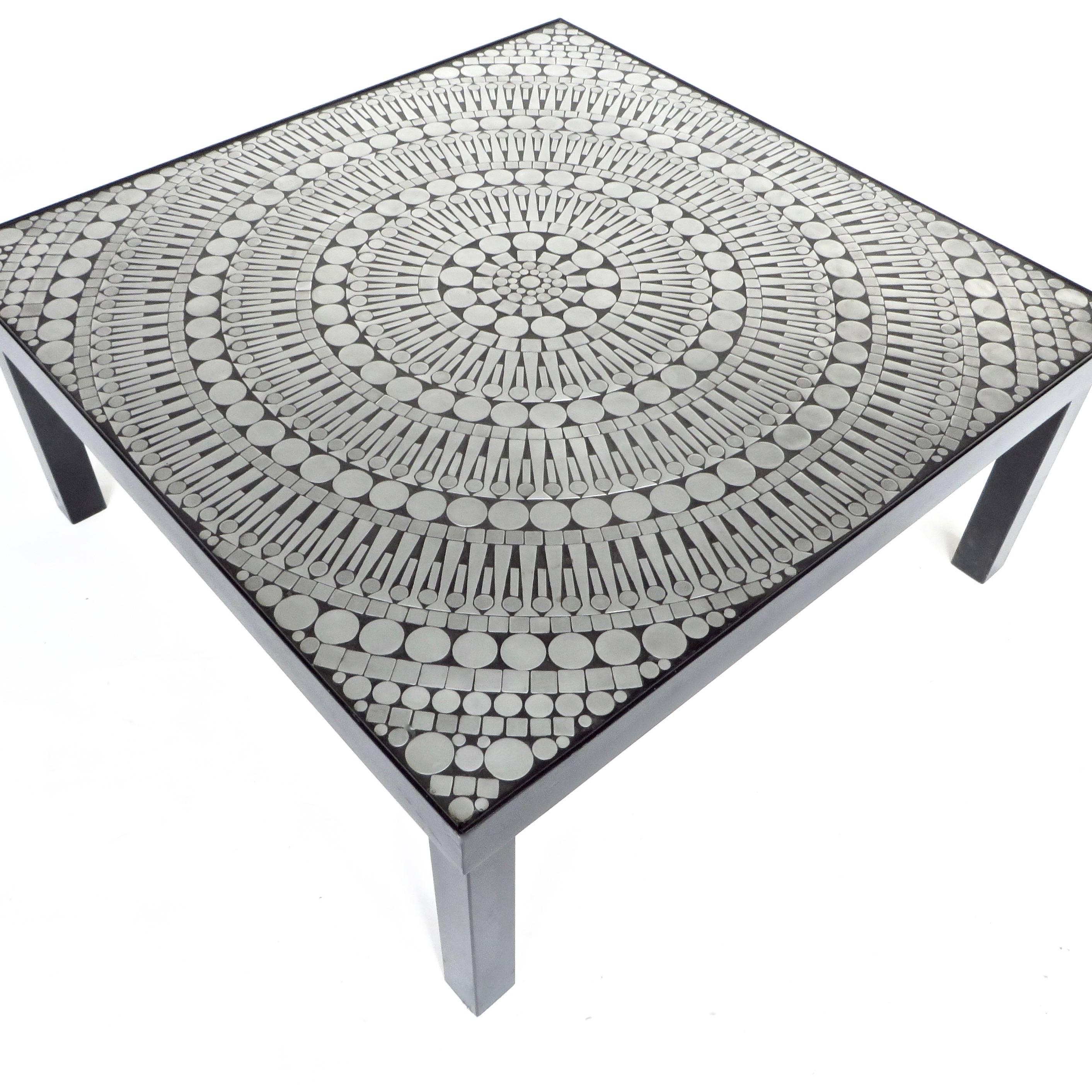 Belgian Designer Raf Verjans Mosaic Aluminum and Steel Coffee Table  In Excellent Condition In Chicago, IL