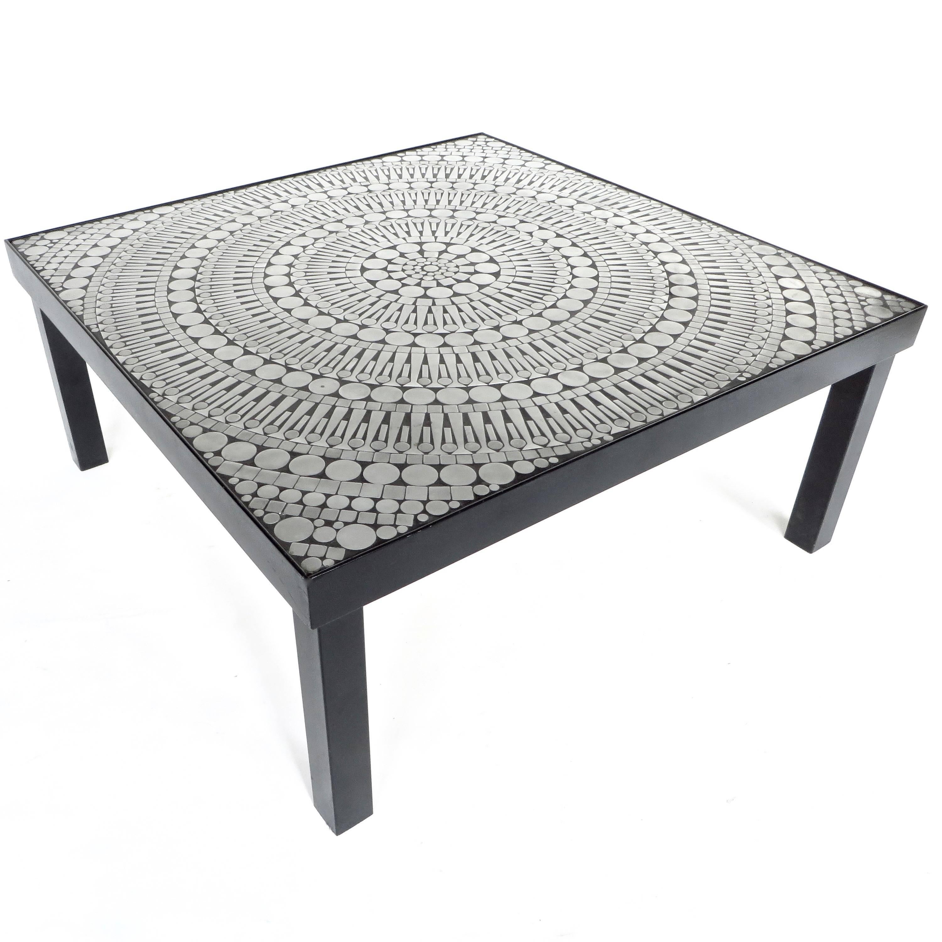 Late 20th Century Belgian Designer Raf Verjans Mosaic Aluminum and Steel Coffee Table 