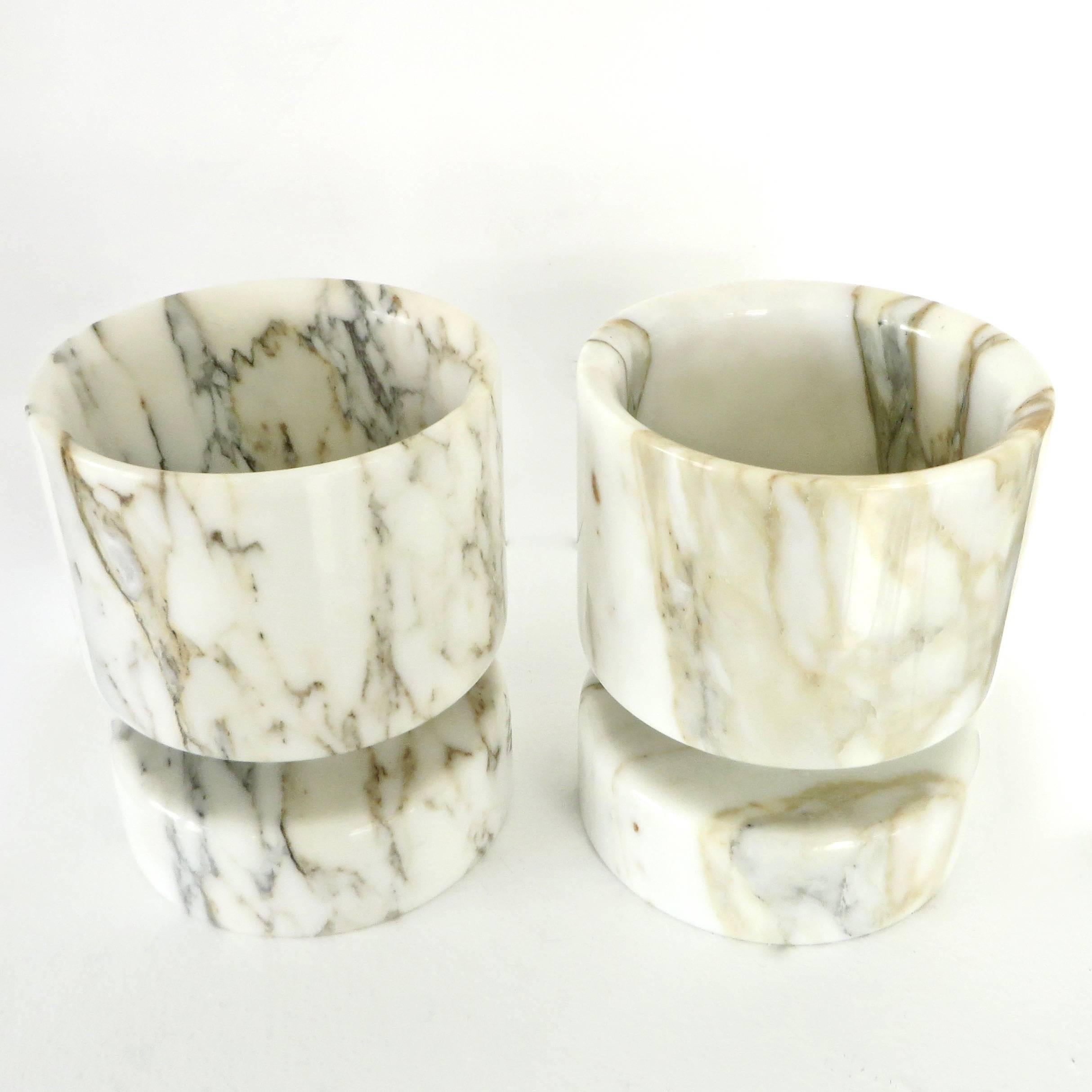 Pair of Angelo Mangiarotti Calcutta Marble Vases Editioned by Knoll Internationa 3