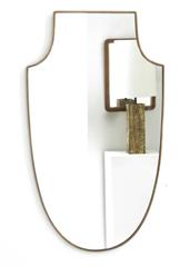 Italian Vintage Brass Shield Shaped Framed Mirror