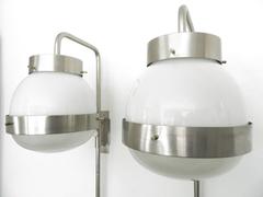 Pair of Sergio Mazza Italian Glass and NIckel Vintage Delta Sconces by Artemide