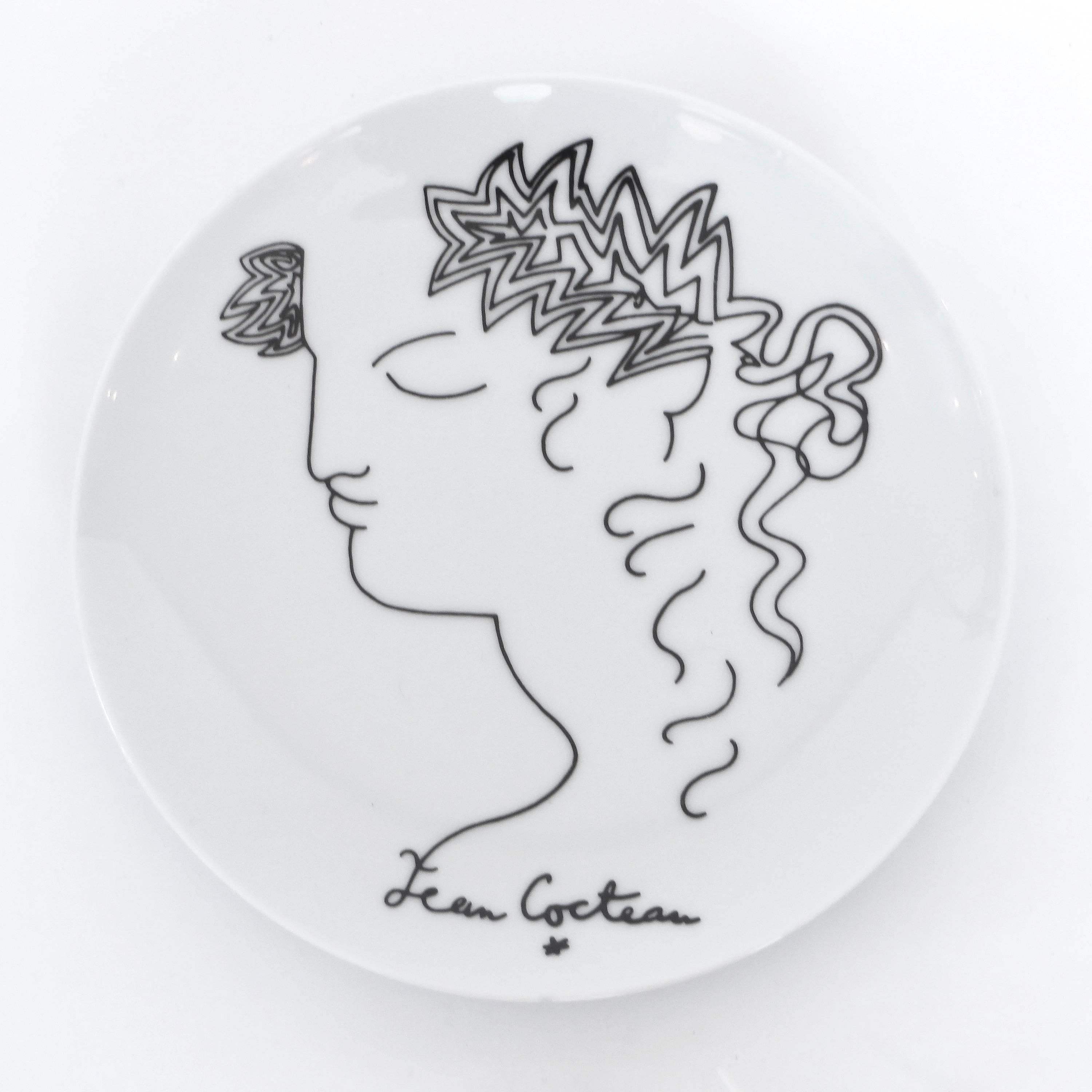 Jean Cocteau French Limoges Ceramic Plates, circa 1958 In Excellent Condition In Chicago, IL