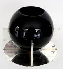 Rare French Art Deco Glass and Nickeled Brass Bowl by Boris Jean Lacroix, 1930