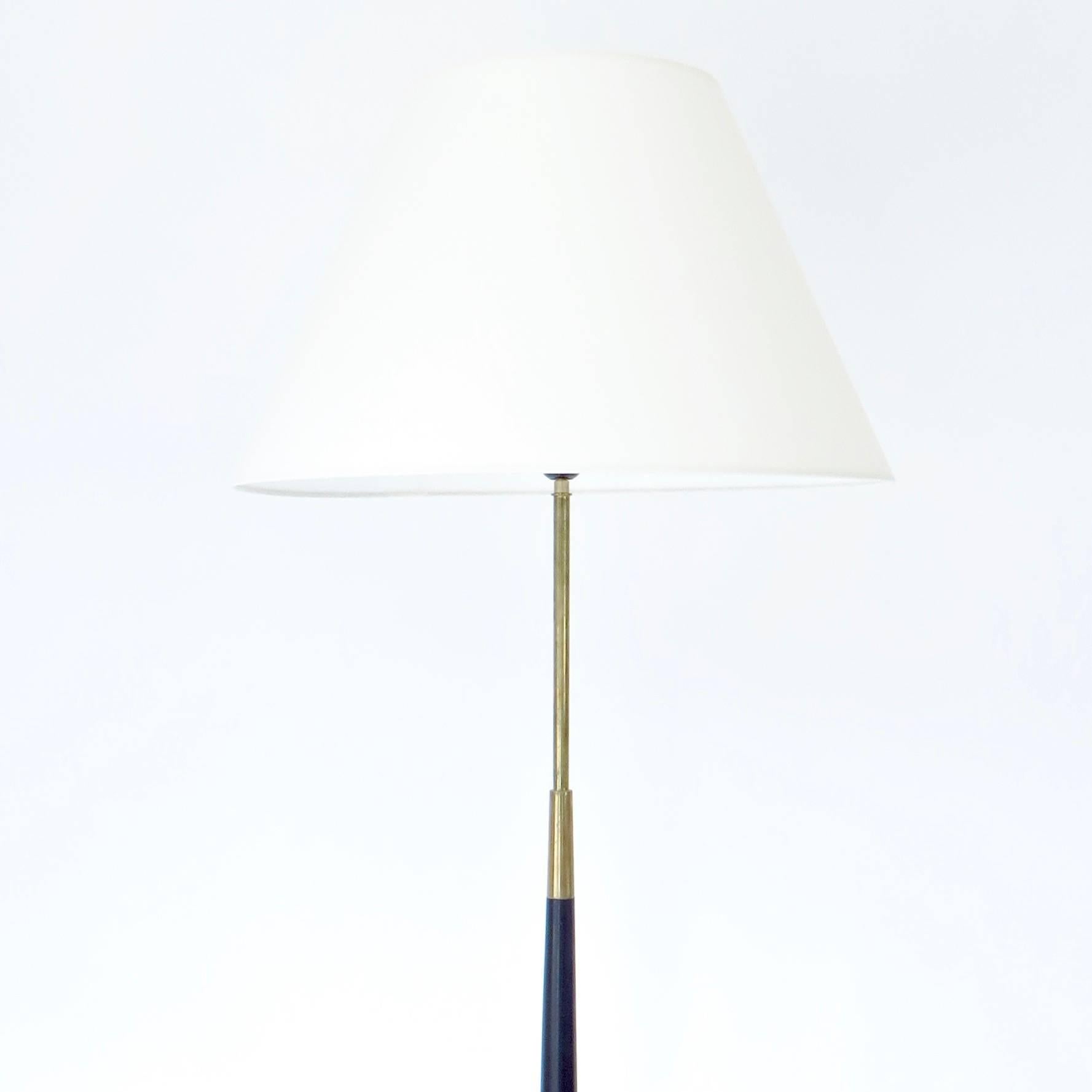 French Brass and Black Lacquered Wood Floor Lamp by Lunel 3