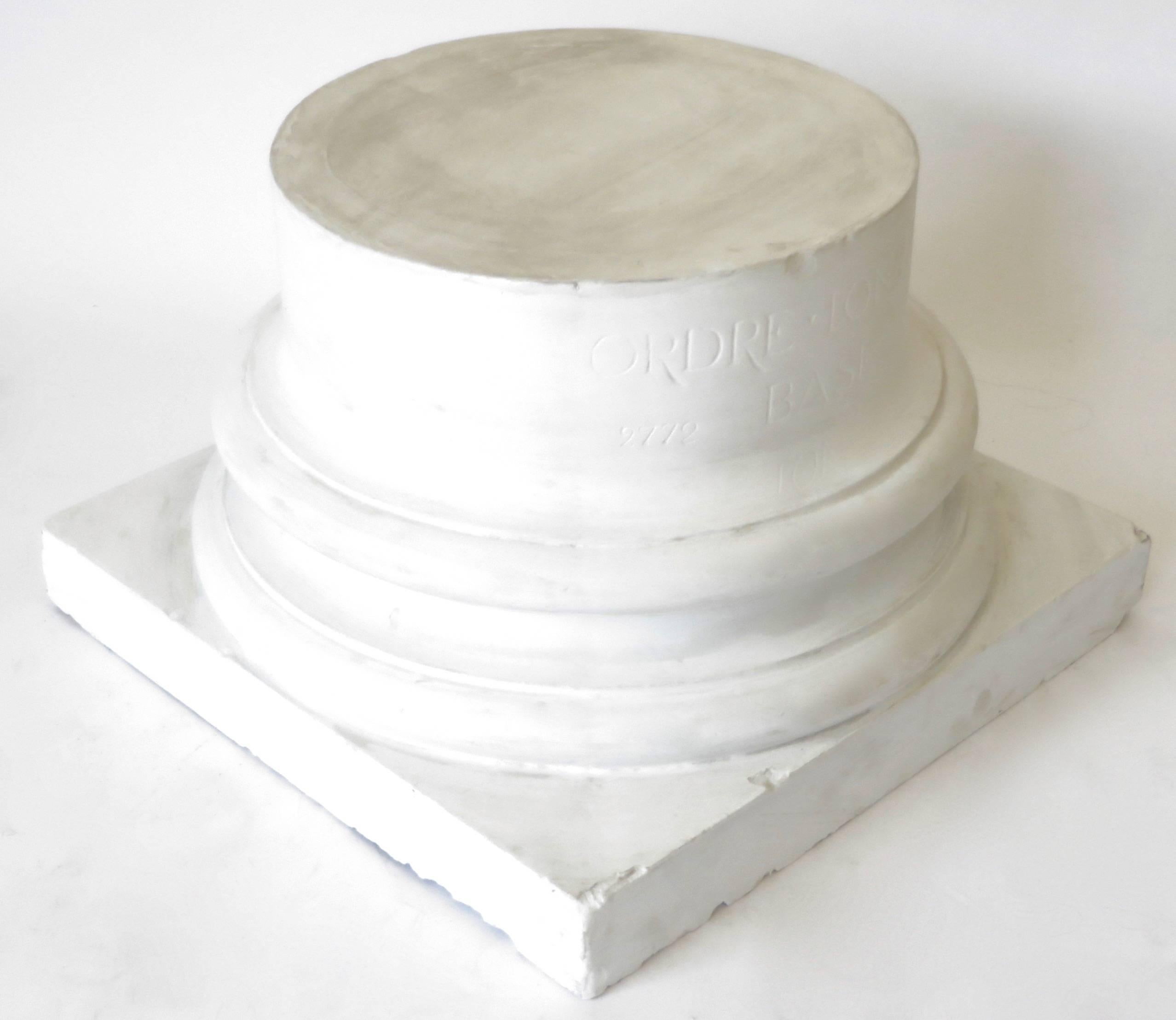 Beaux Arts Vintage Late 19th Century French White Plaster Ionic Column Base