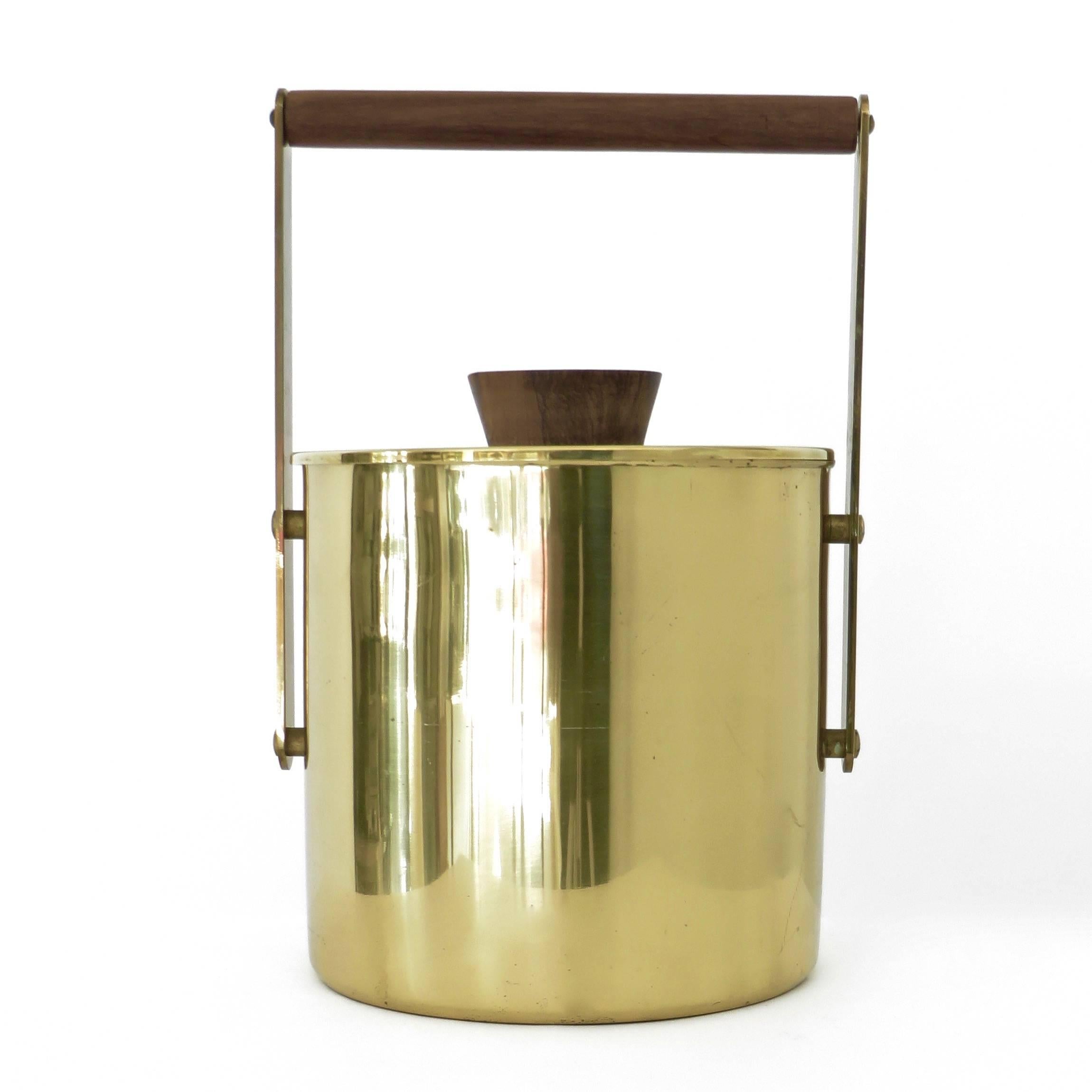 Mid-Century Modern Italian Vintage Brass and Walnut Ice Bucket