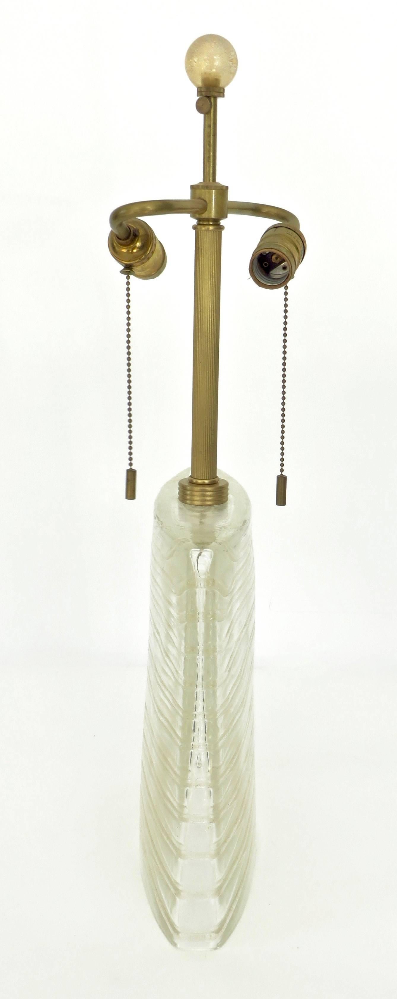 Modern Italian Pair of Donghia Murano Venetian Handblown Increspato Glass Table Lamps 