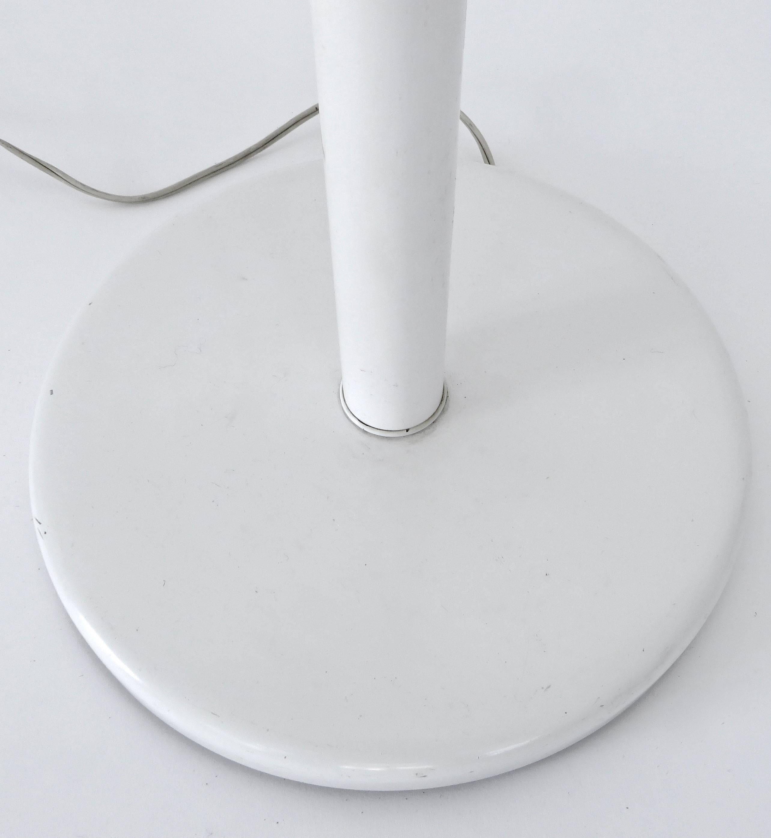 American Walter Von Nessen Minimalist Lacquered White Aluminum Torchiere Floor Lamp
