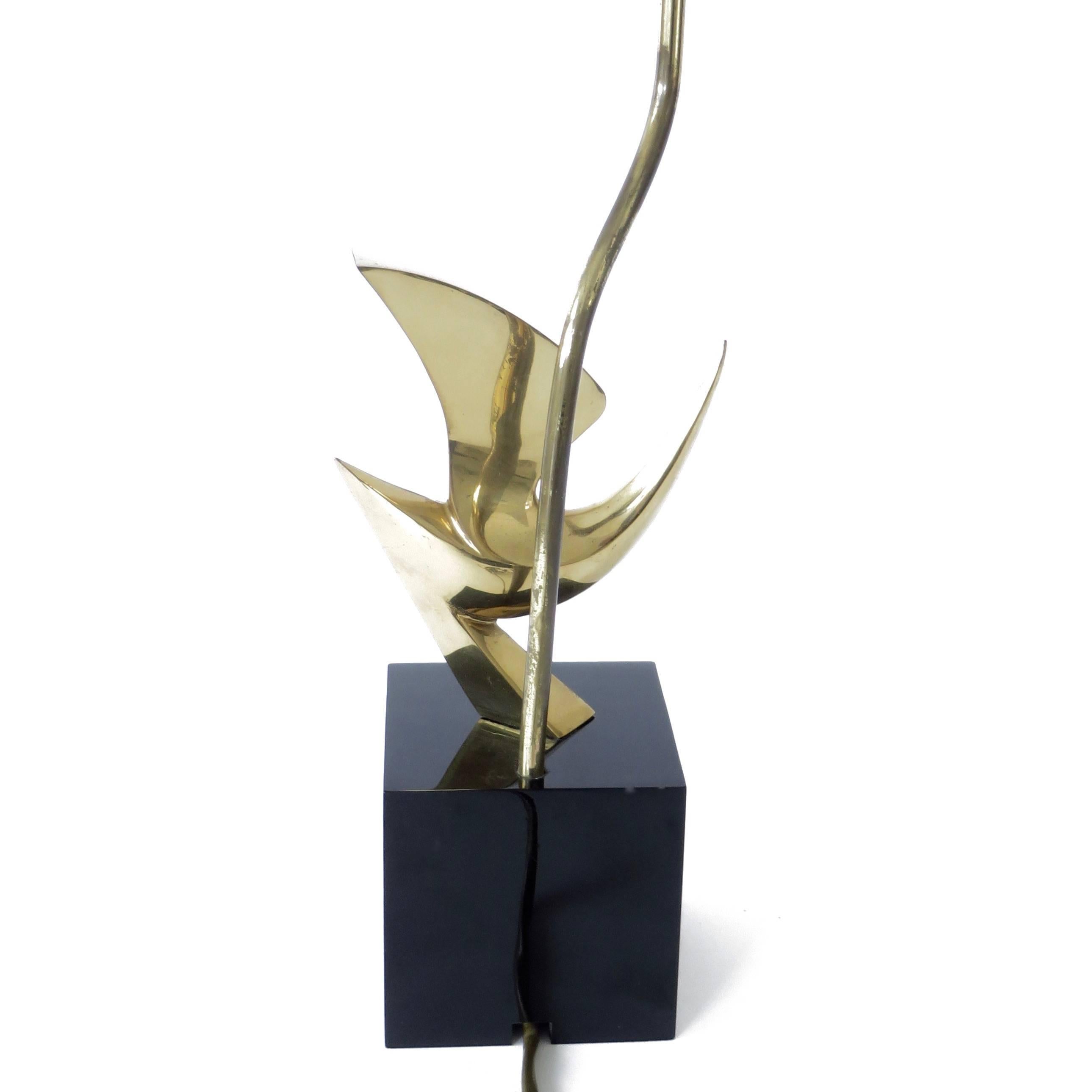 French Abstract Bird Sculptural Signed Bronze Table Lamp by Philippe Jean 1