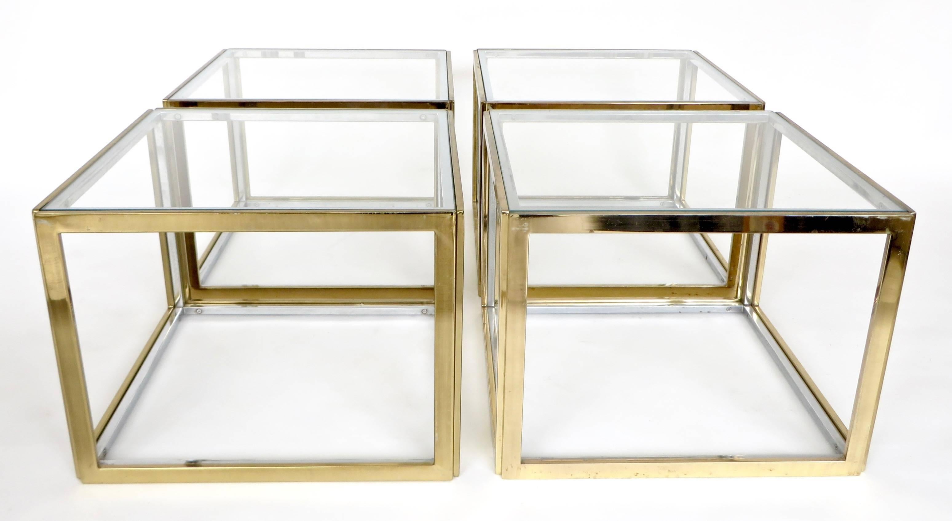 French Maison Jansen Chrome and Brass Multi Part Coffee and Pull-Out Tables 4