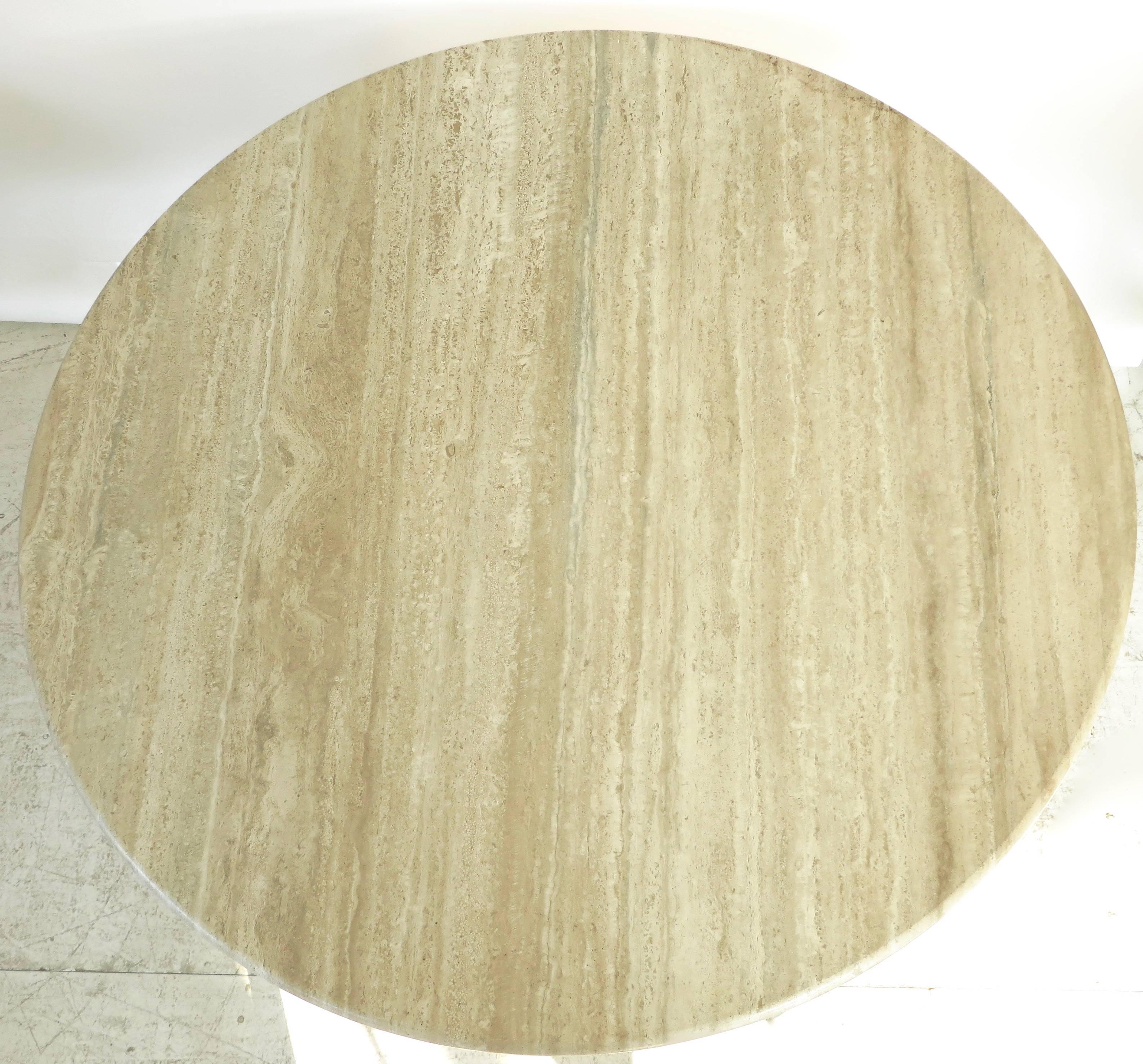 Italian Travertine Round Marble Dining or Center Table 2