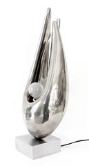 French Nickel Chrome Bronze Table Lamp by Michel Dumas for Maison Charles