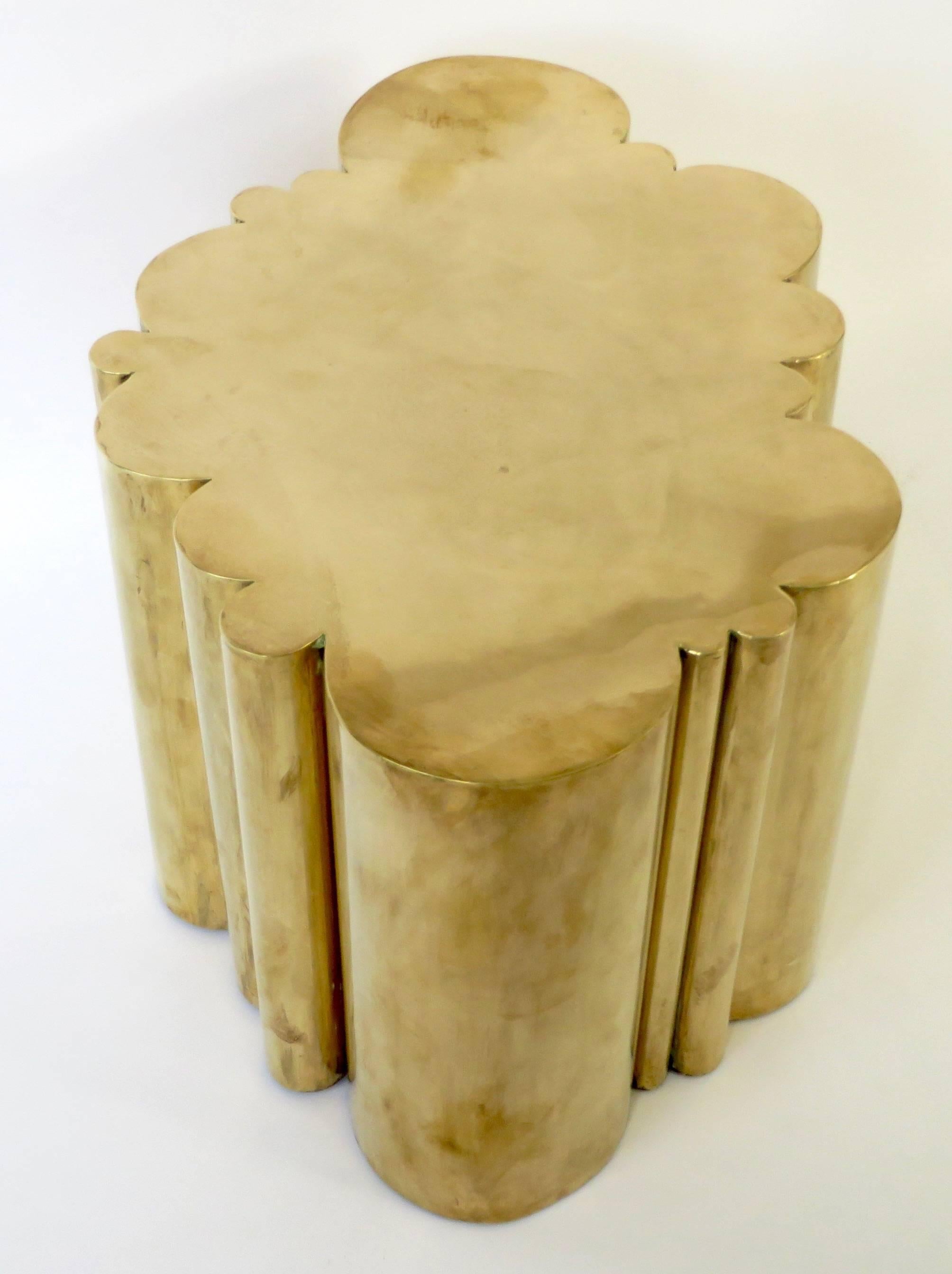 Contemporary French Organic Formed Brass Cloud Side or Small Coffee Table