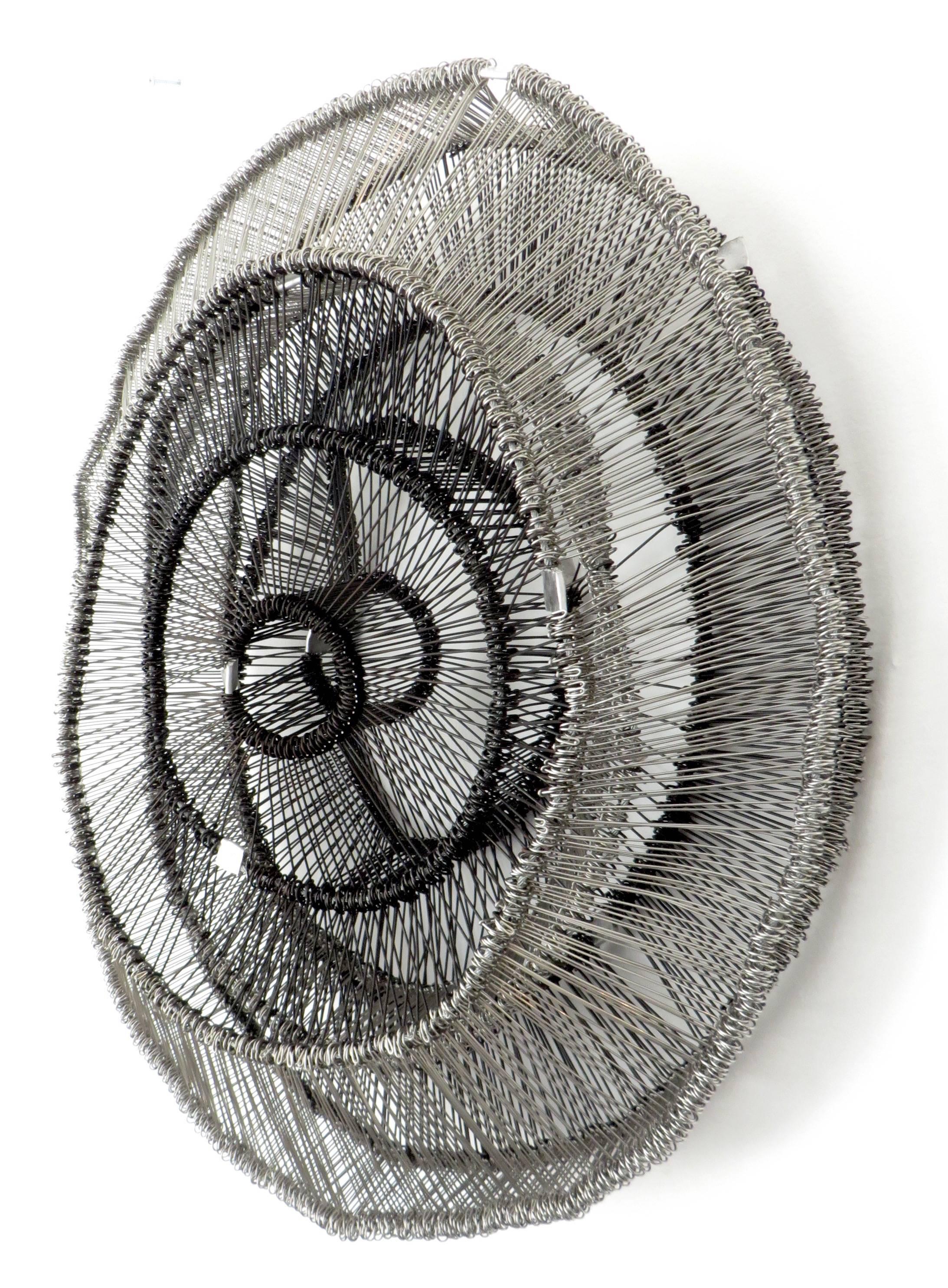 American Eric Gushee Emergence Series Black and Stainless Woven Metal Sculpture, 2016