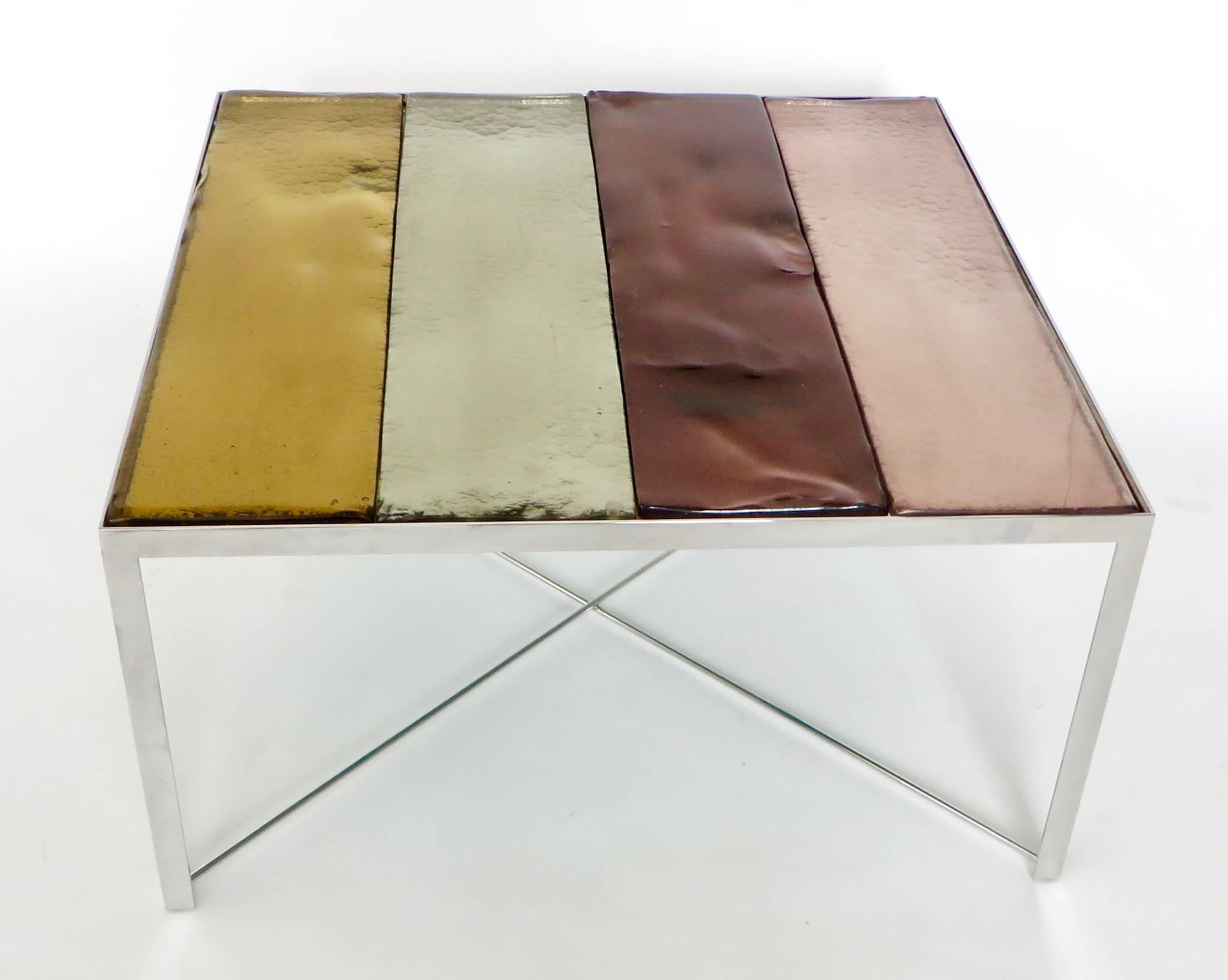 Chrome Mingus Side or Coffee Cast Glass Table by Rudolfo Dordoni for Venini & Co, 2000