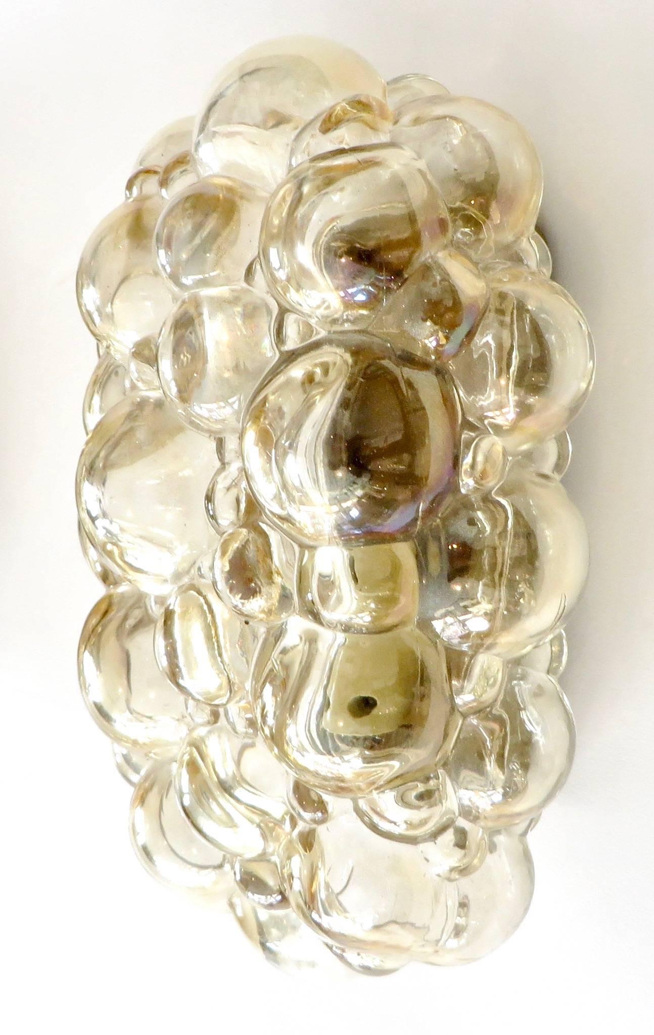 Mid-20th Century Pair of Champagne Color Bubble Glass Sconces by Helena Tynell for Limburg