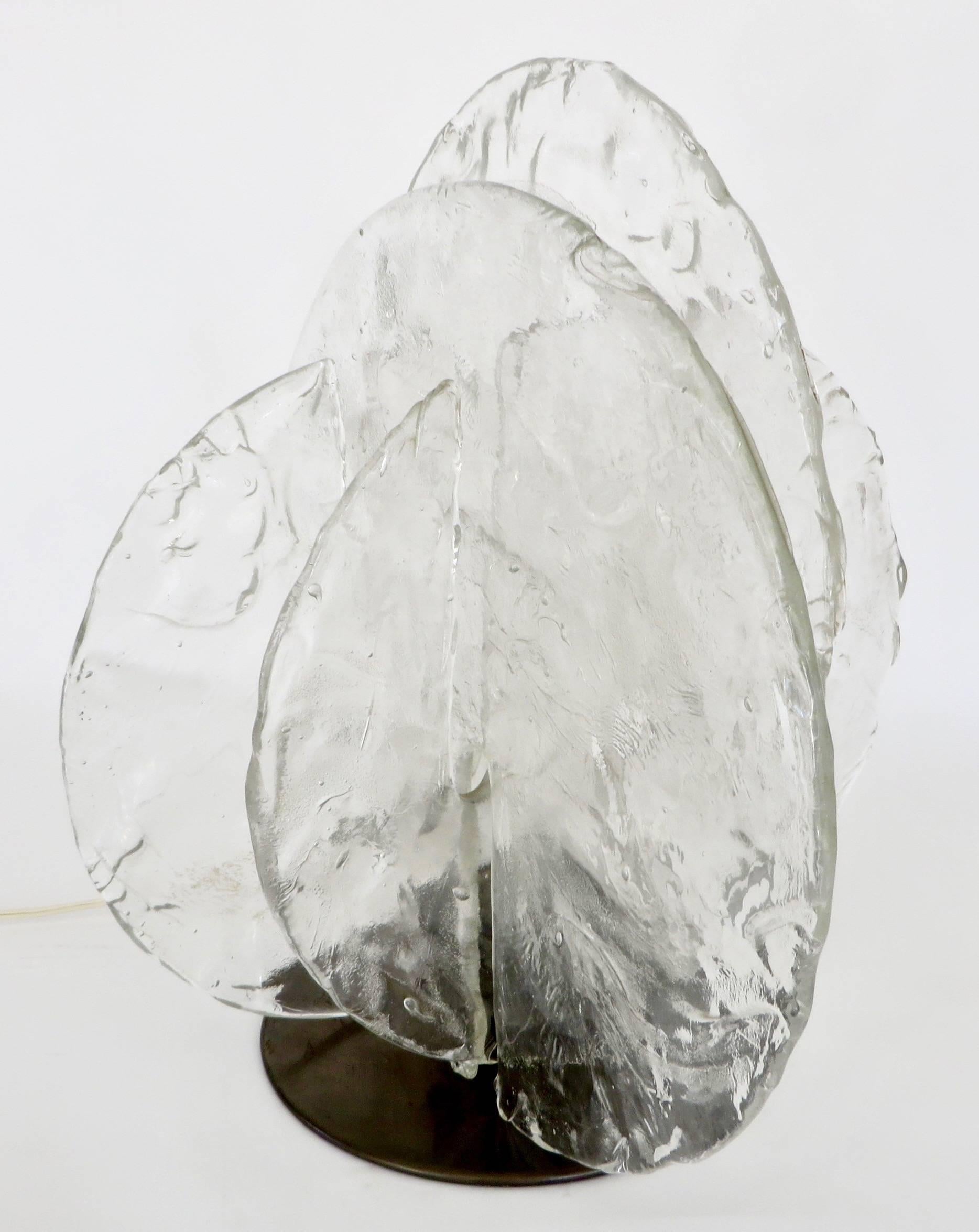 Mid-Century Modern Italian Sculptural Glass Four-Disc Table Lamp by Carlo Nason for Mazzega
