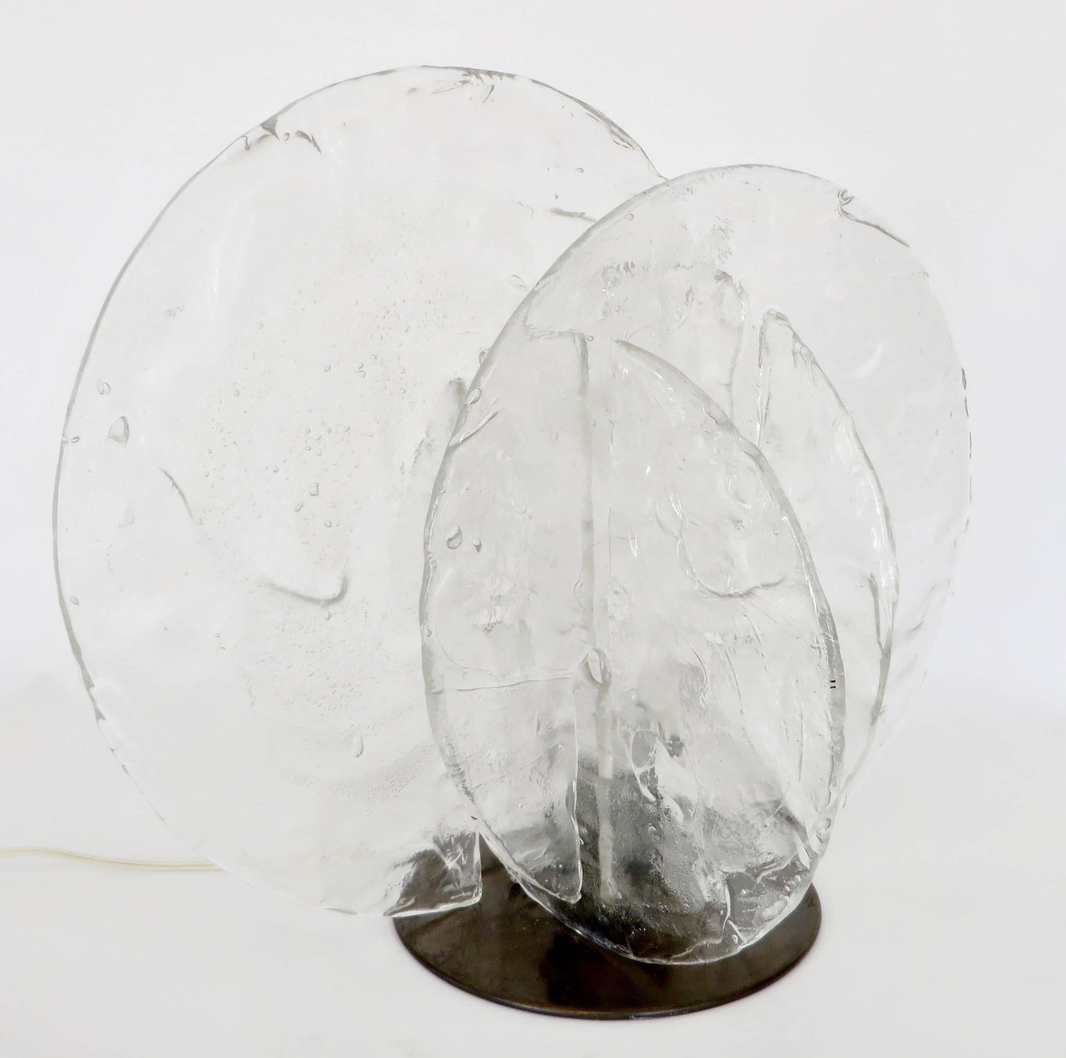 Late 20th Century Italian Sculptural Glass Four-Disc Table Lamp by Carlo Nason for Mazzega