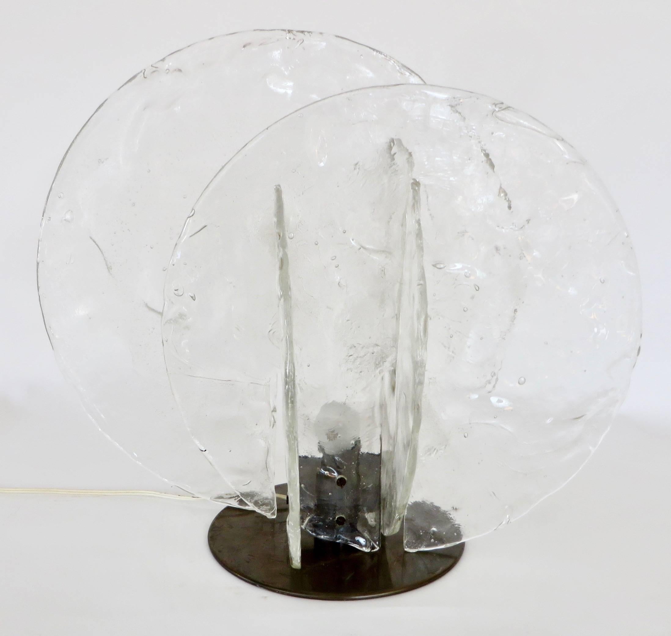 Steel Italian Sculptural Glass Four-Disc Table Lamp by Carlo Nason for Mazzega