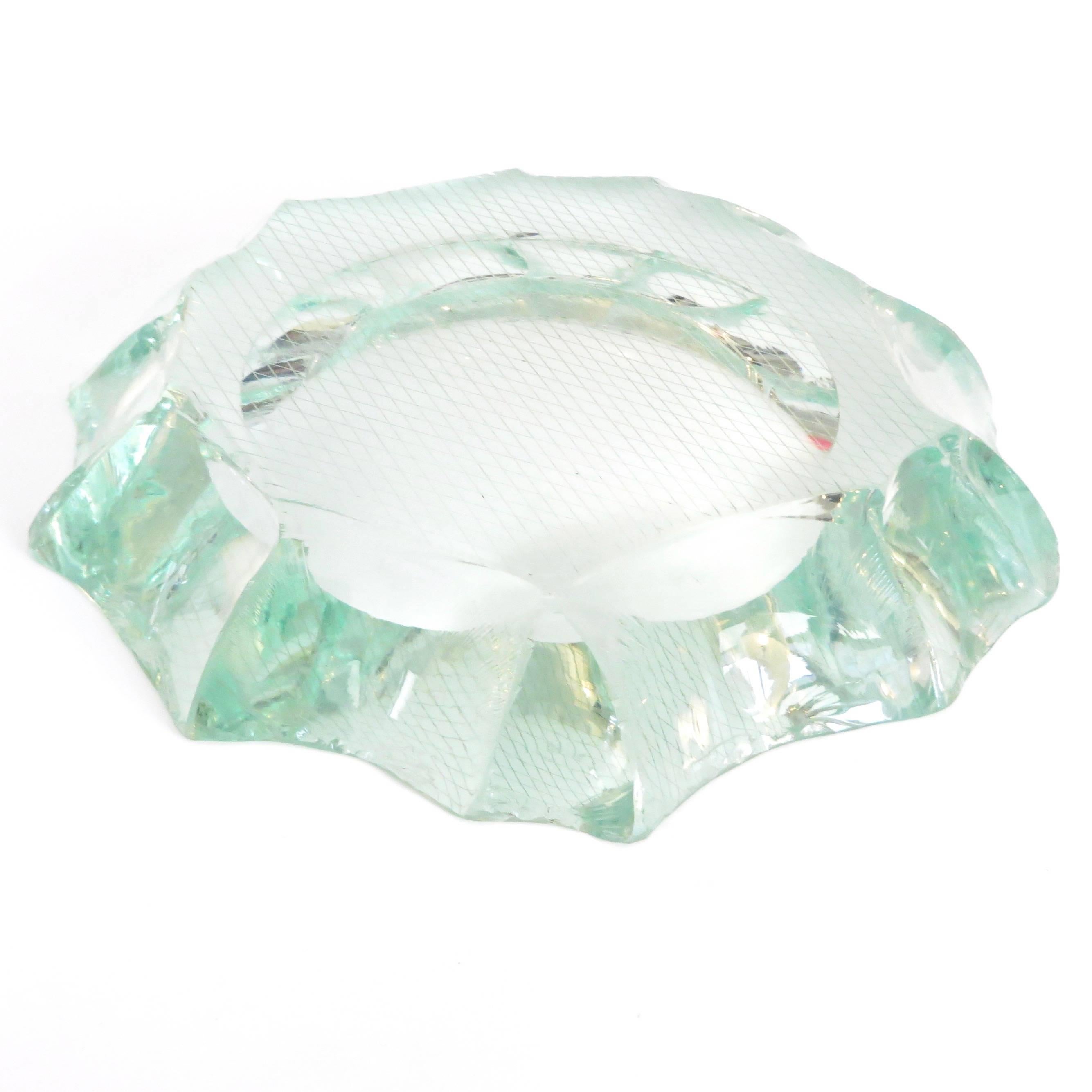 Scalpellato Italian Glass Dish or Vide Poche by Pietro Chiesa Fontana Arte 2