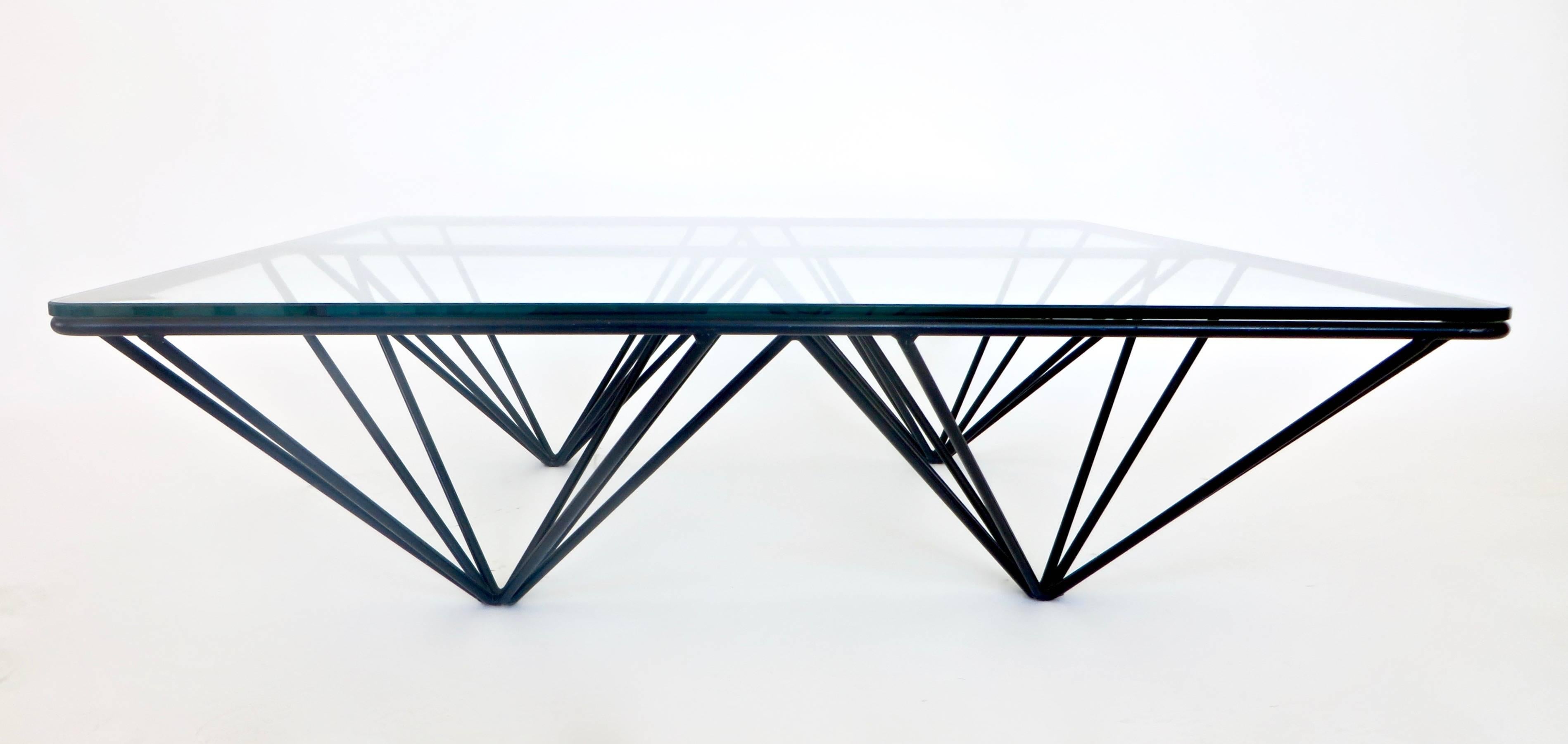 Low Square Black Steel Italian Coffee Table in the Style of Paolo Piva In Excellent Condition In Chicago, IL