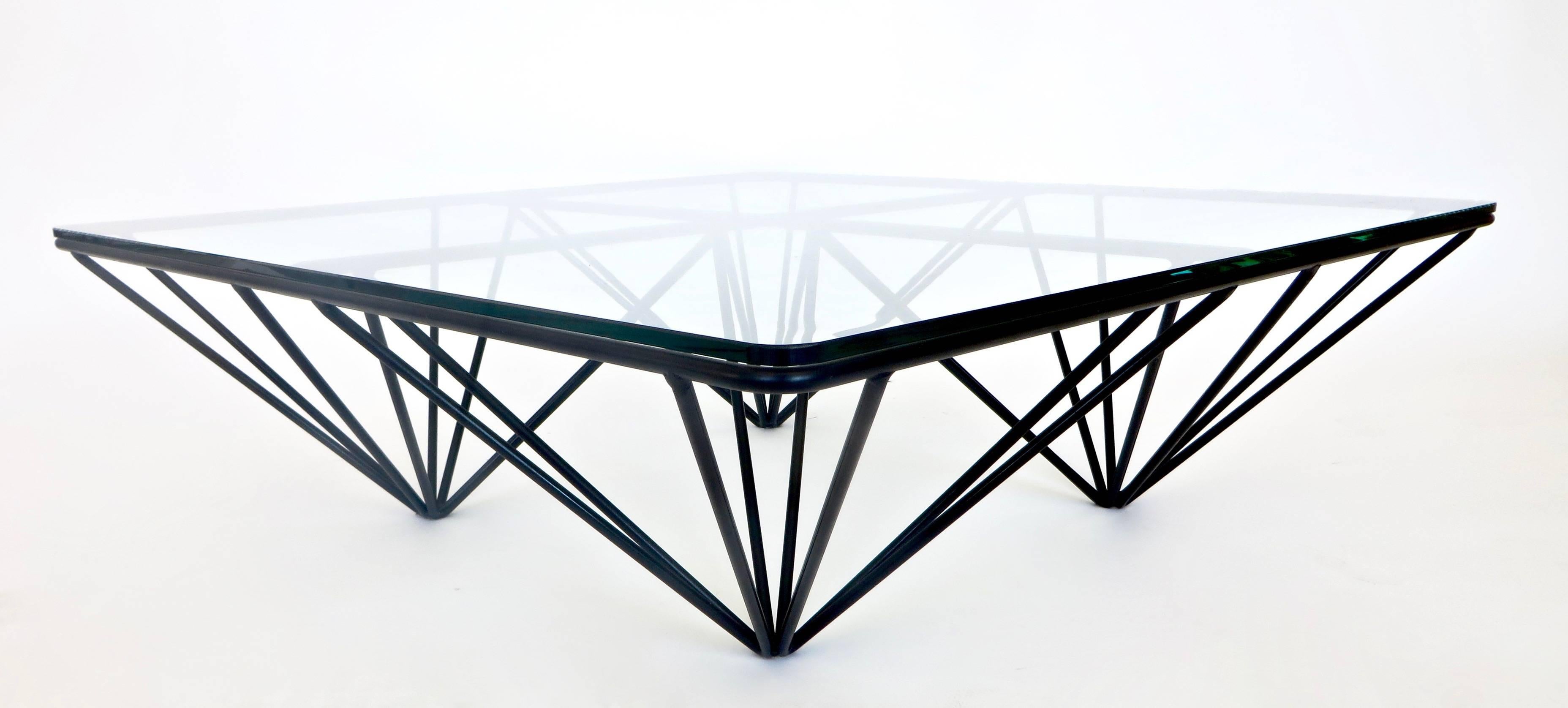 Late 20th Century Low Square Black Steel Italian Coffee Table in the Style of Paolo Piva