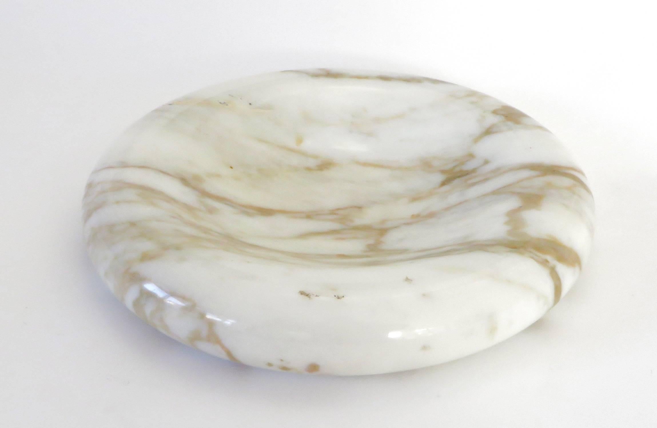Mid-Century Modern Carrara Marble Rolled Edge Bowl Italian Designer Sergio Asti