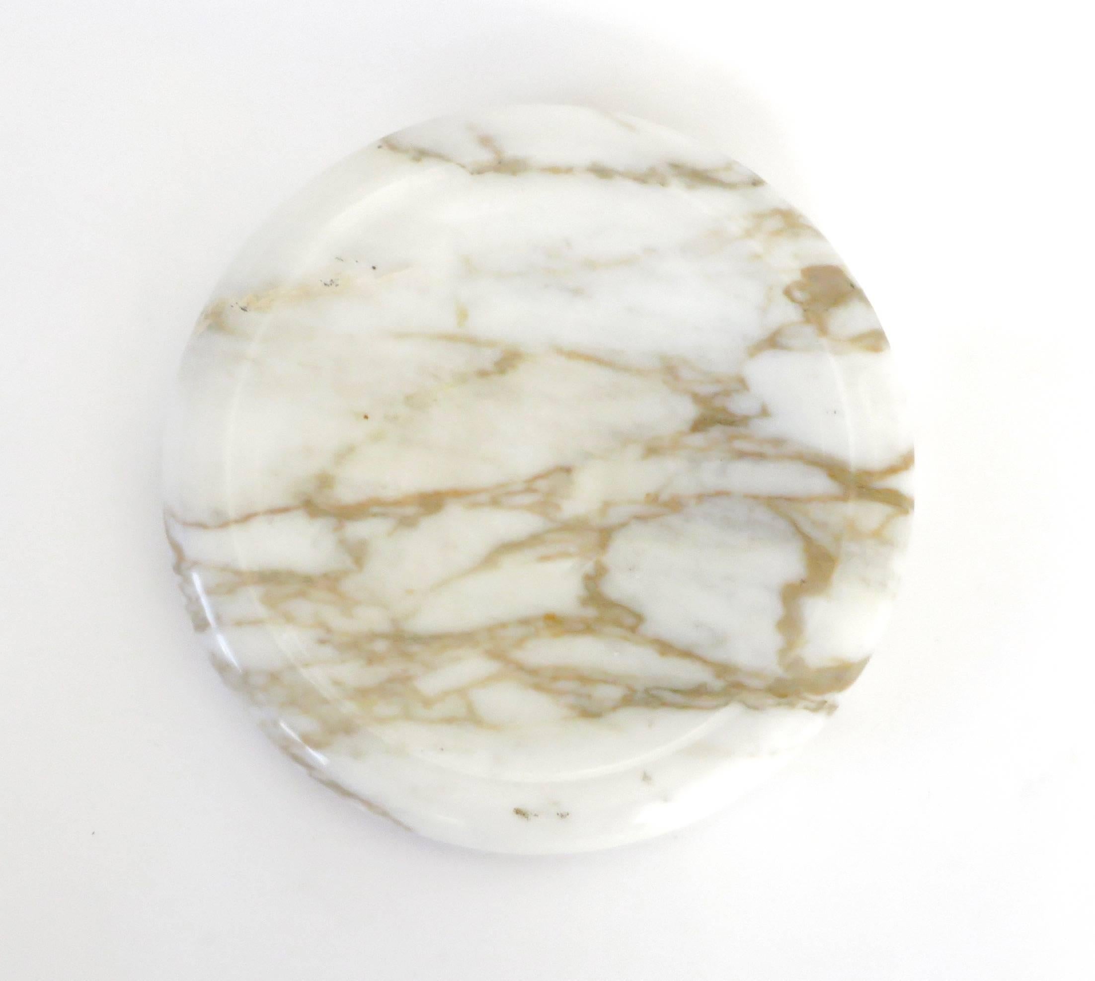 Mid-20th Century Carrara Marble Rolled Edge Bowl Italian Designer Sergio Asti