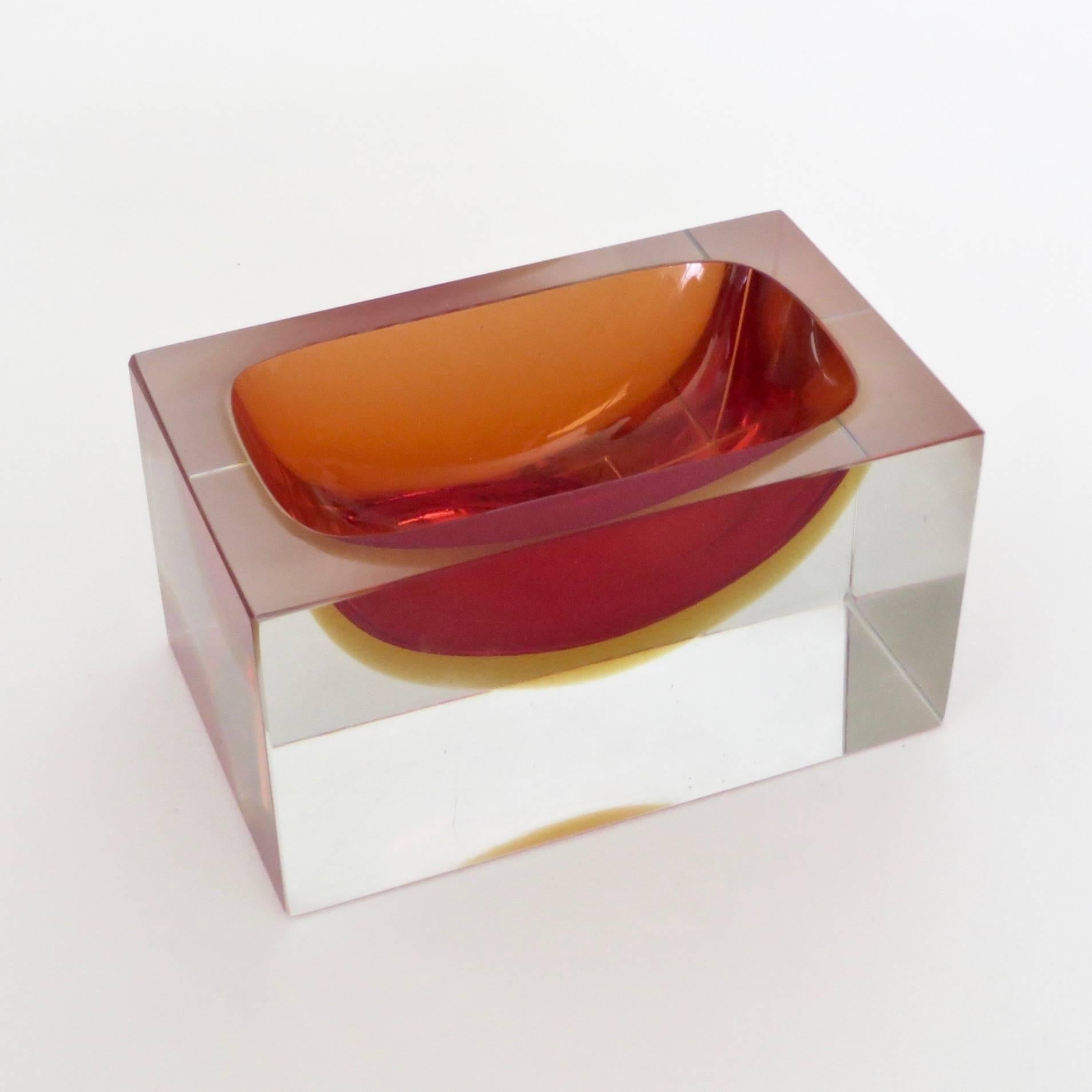 Mid-Century Modern Flavio Poli Italian Murano Sommerso Glass Vide Poche