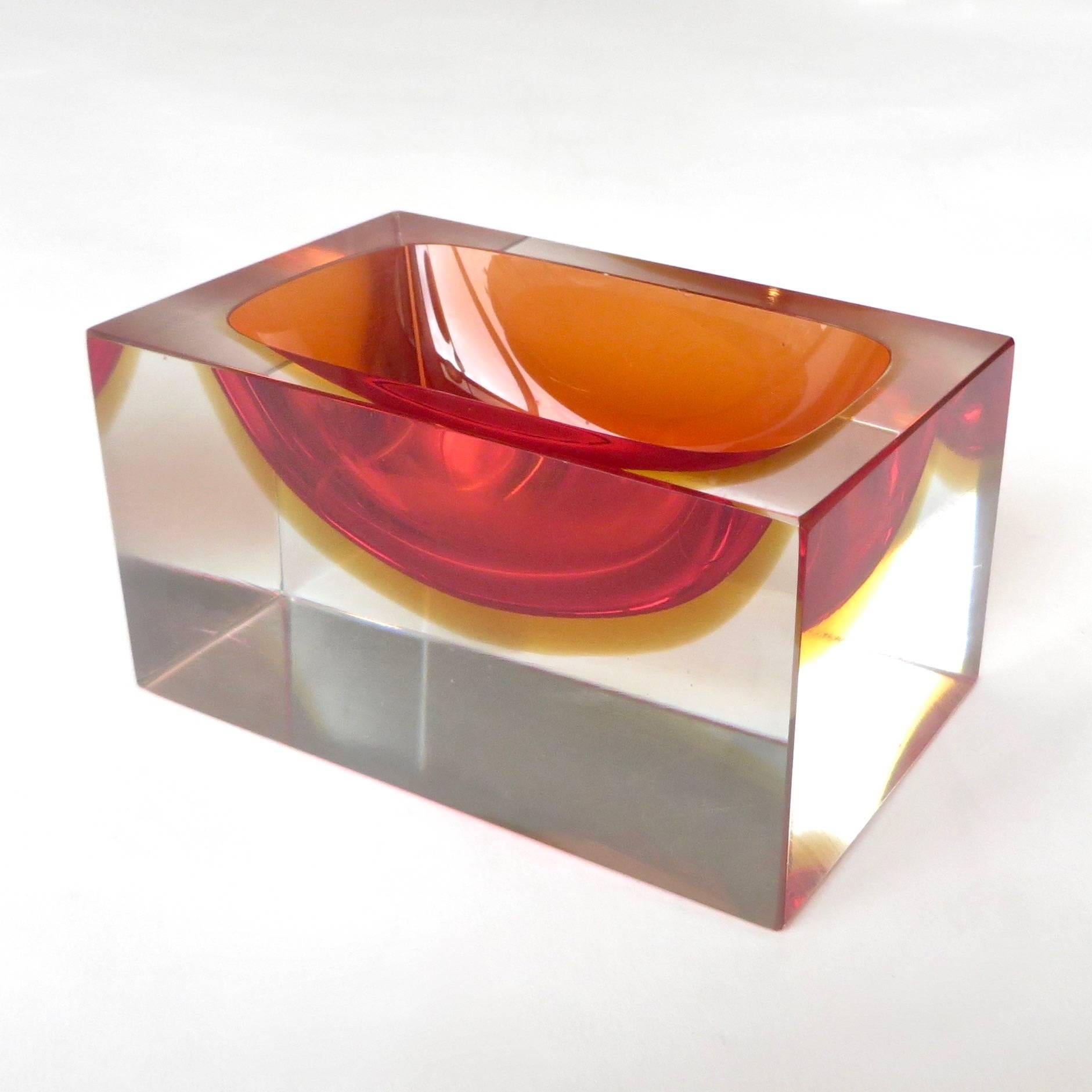 Flavio Poli Italian Murano Sommerso Glass Vide Poche In Excellent Condition In Chicago, IL