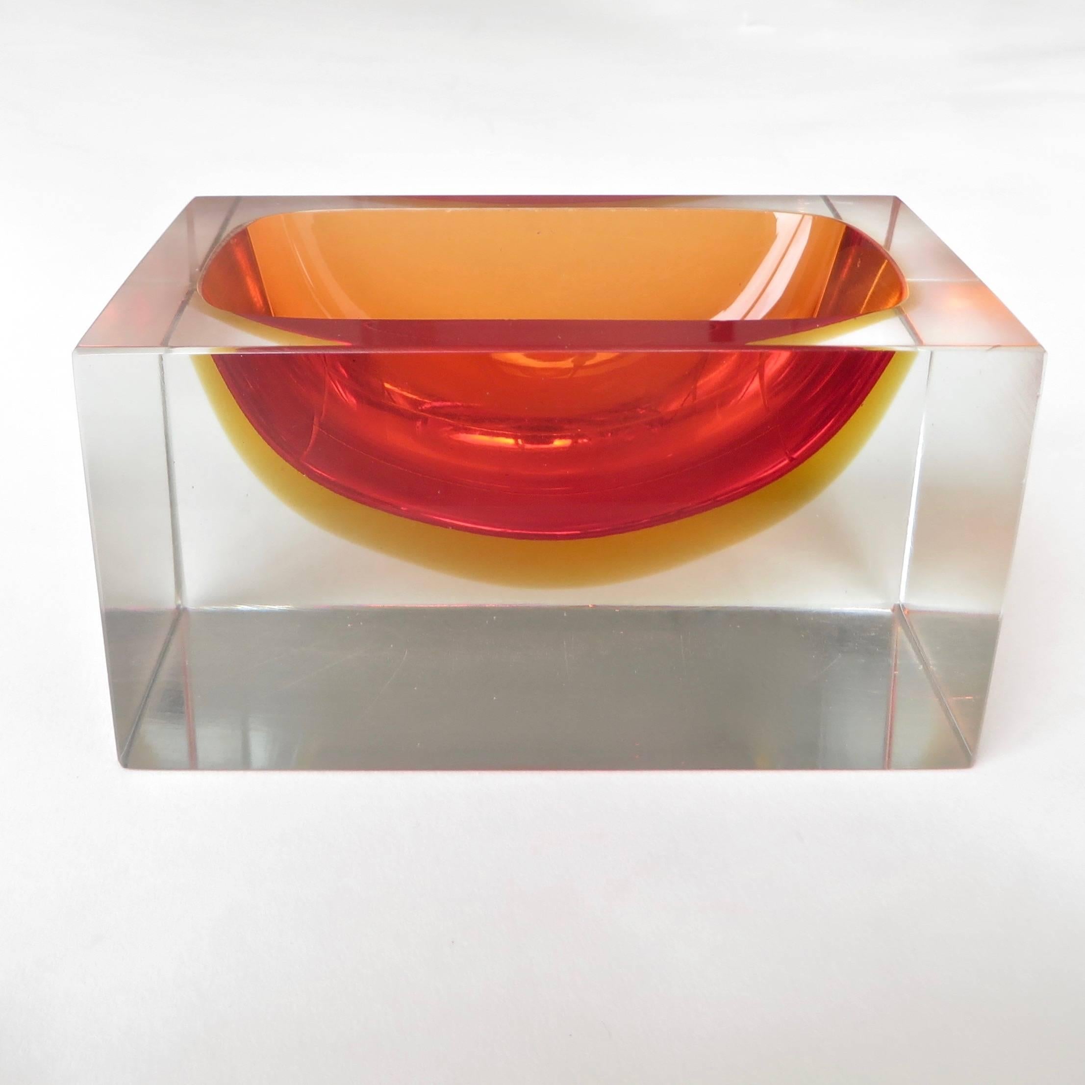 Blown Glass Flavio Poli Italian Murano Sommerso Glass Vide Poche
