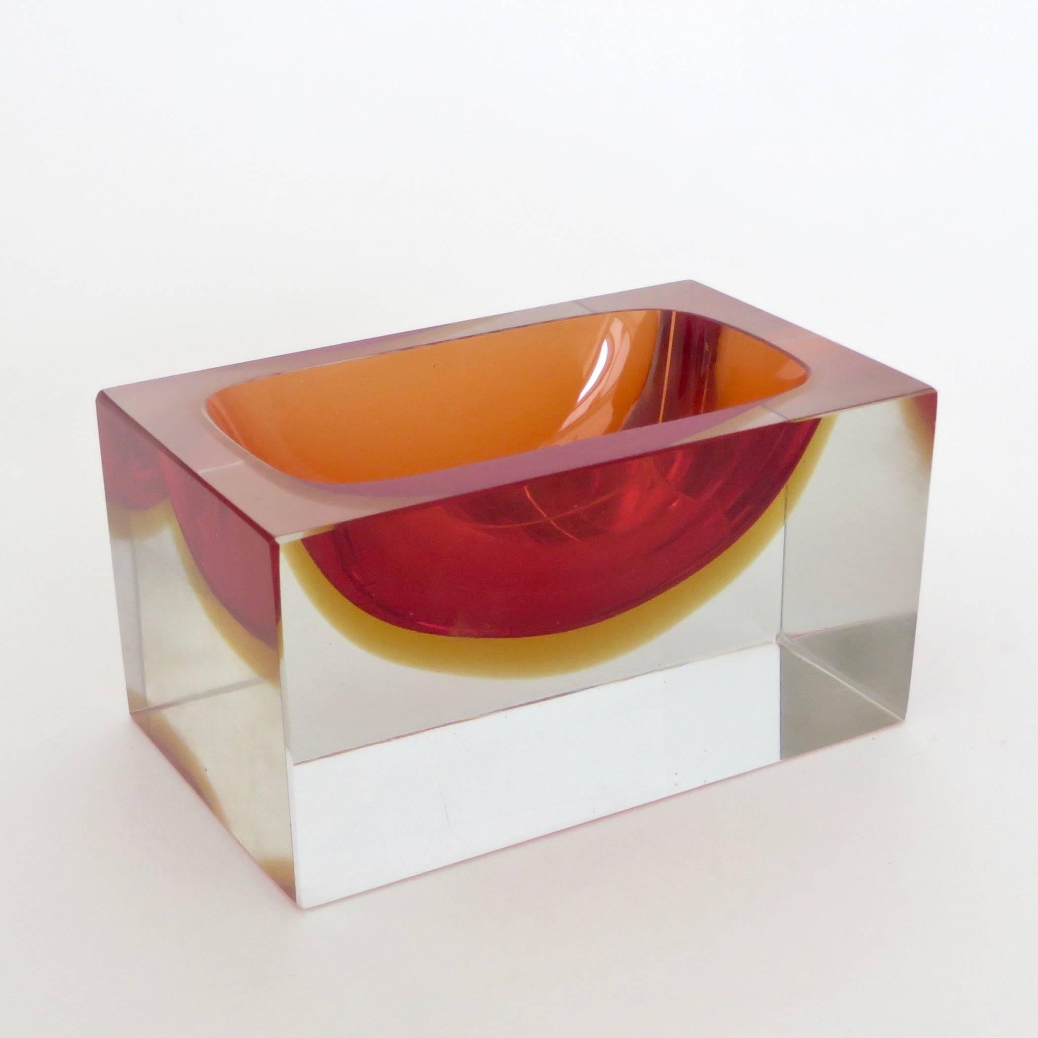 Mid-20th Century Flavio Poli Italian Murano Sommerso Glass Vide Poche