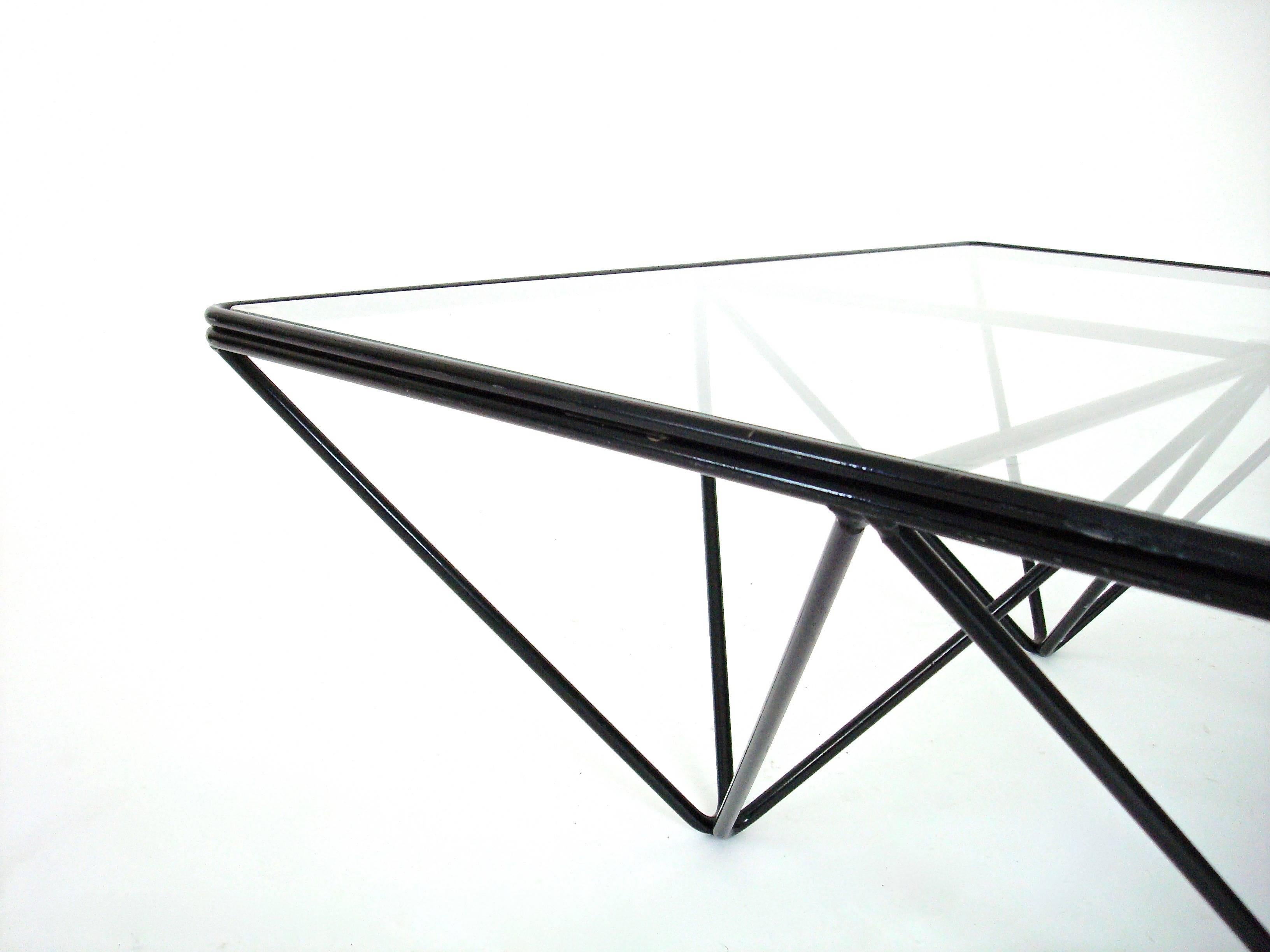 Enameled Alanda Table Attributed to Paolo Piva Square Black  Coffee Table for B&B Italia