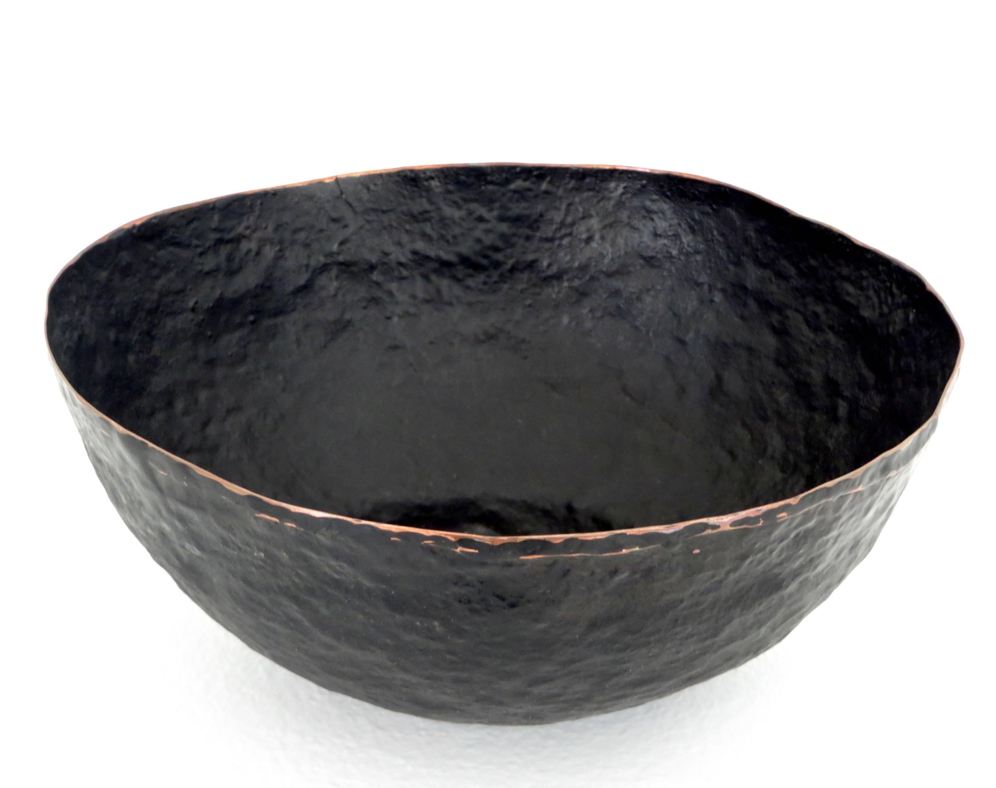 Hand-Hammered Copper Sculptural Bowl by HVNTER GVTHERER Poros Series In Excellent Condition In Chicago, IL
