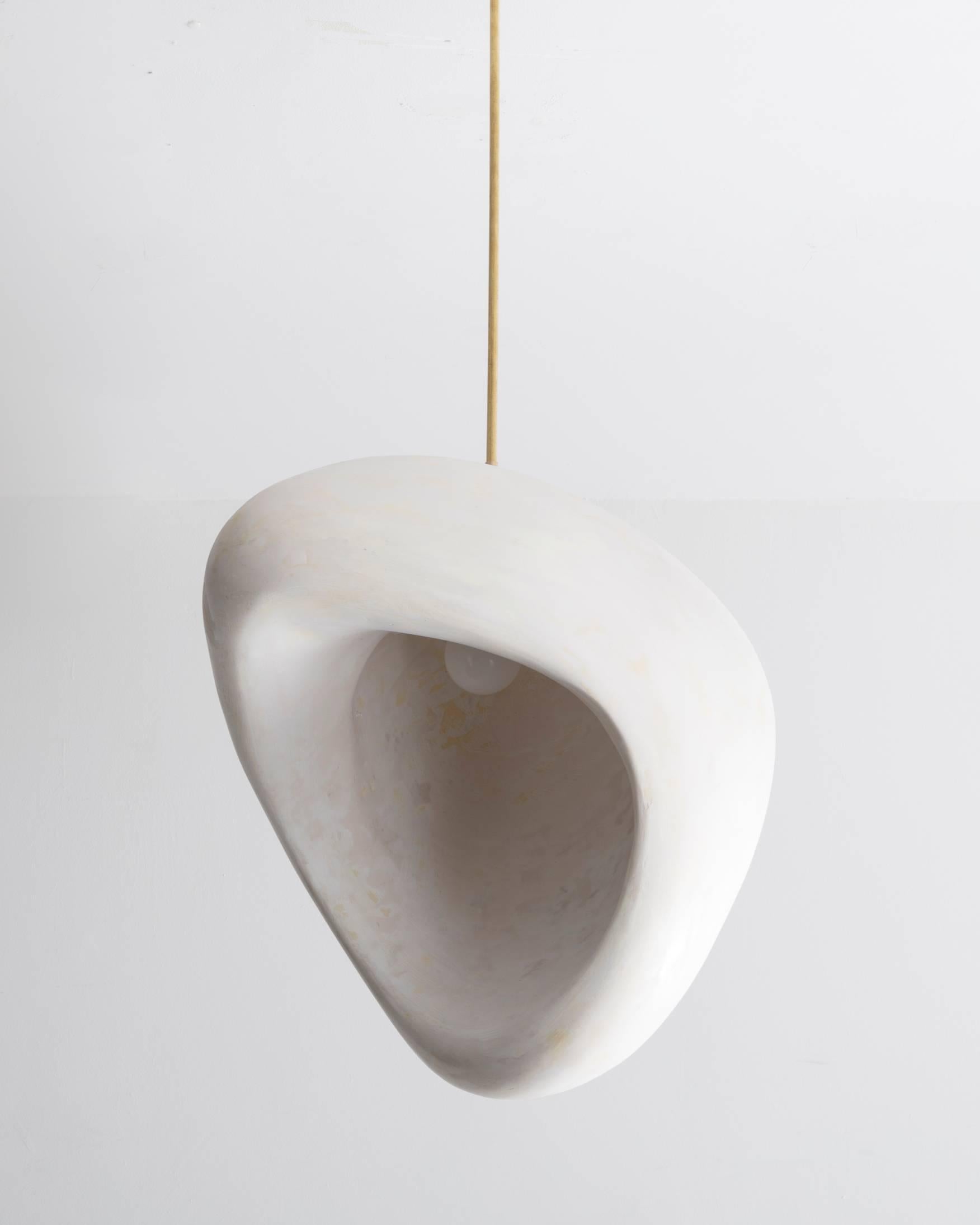 Organic Modern Artist Rogan Gregory Hand Carved Fertility Form Sculptural Illuminated Pendants
