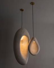 Artist Rogan Gregory Hand Carved Fertility Form Sculptural Illuminated Pendants