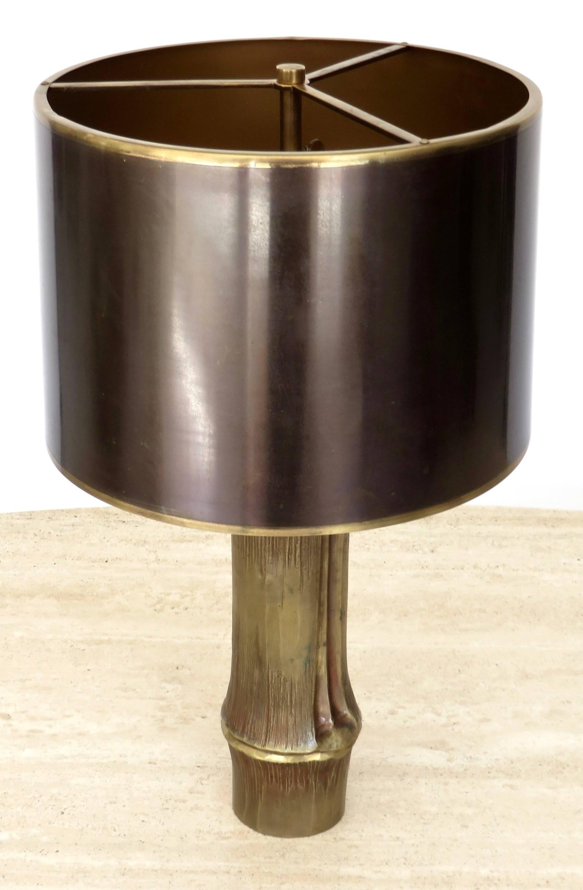Mid-Century Modern Maison Charles Model Bambou French Bronze Table Lamp 