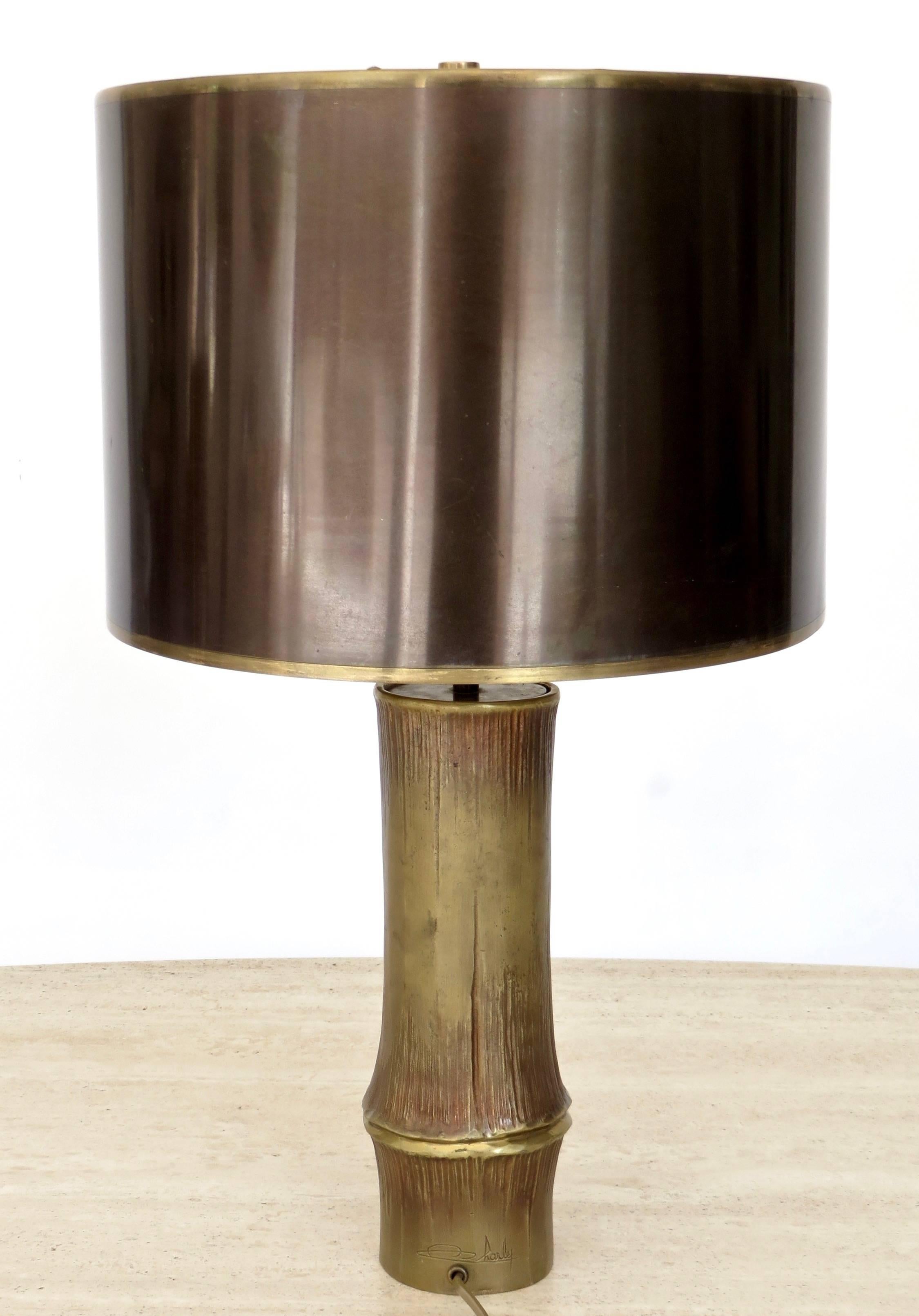 Brass Maison Charles Model Bambou French Bronze Table Lamp 