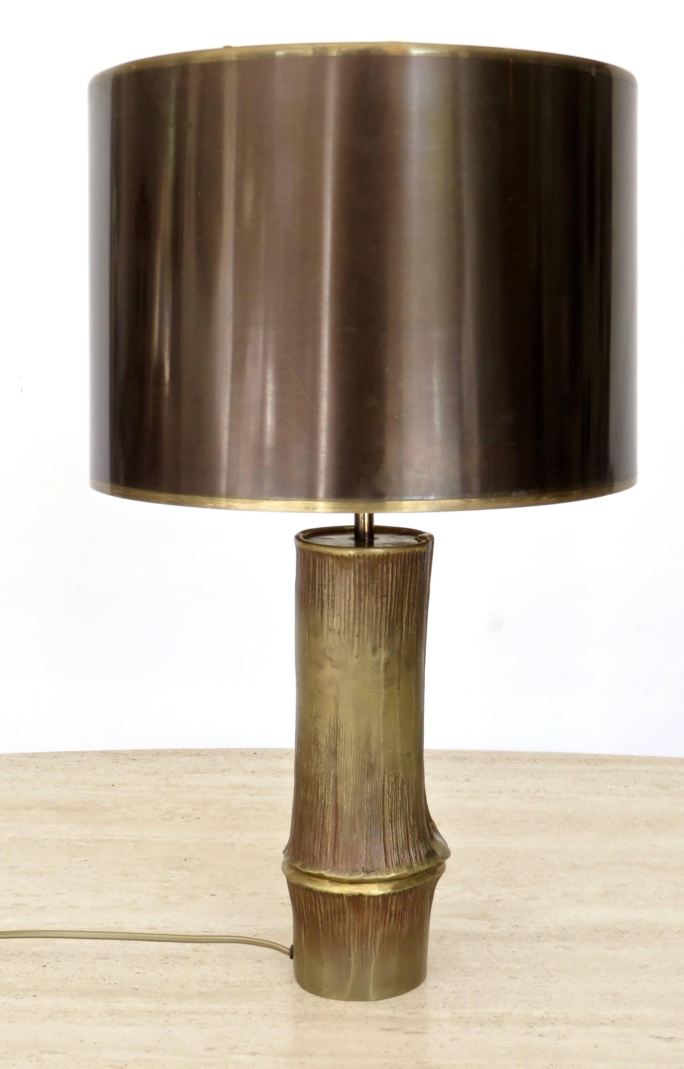 Late 20th Century Maison Charles Model Bambou French Bronze Table Lamp 