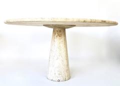 Italian Round Travertine Dining Table in the Style of Mangiarotti