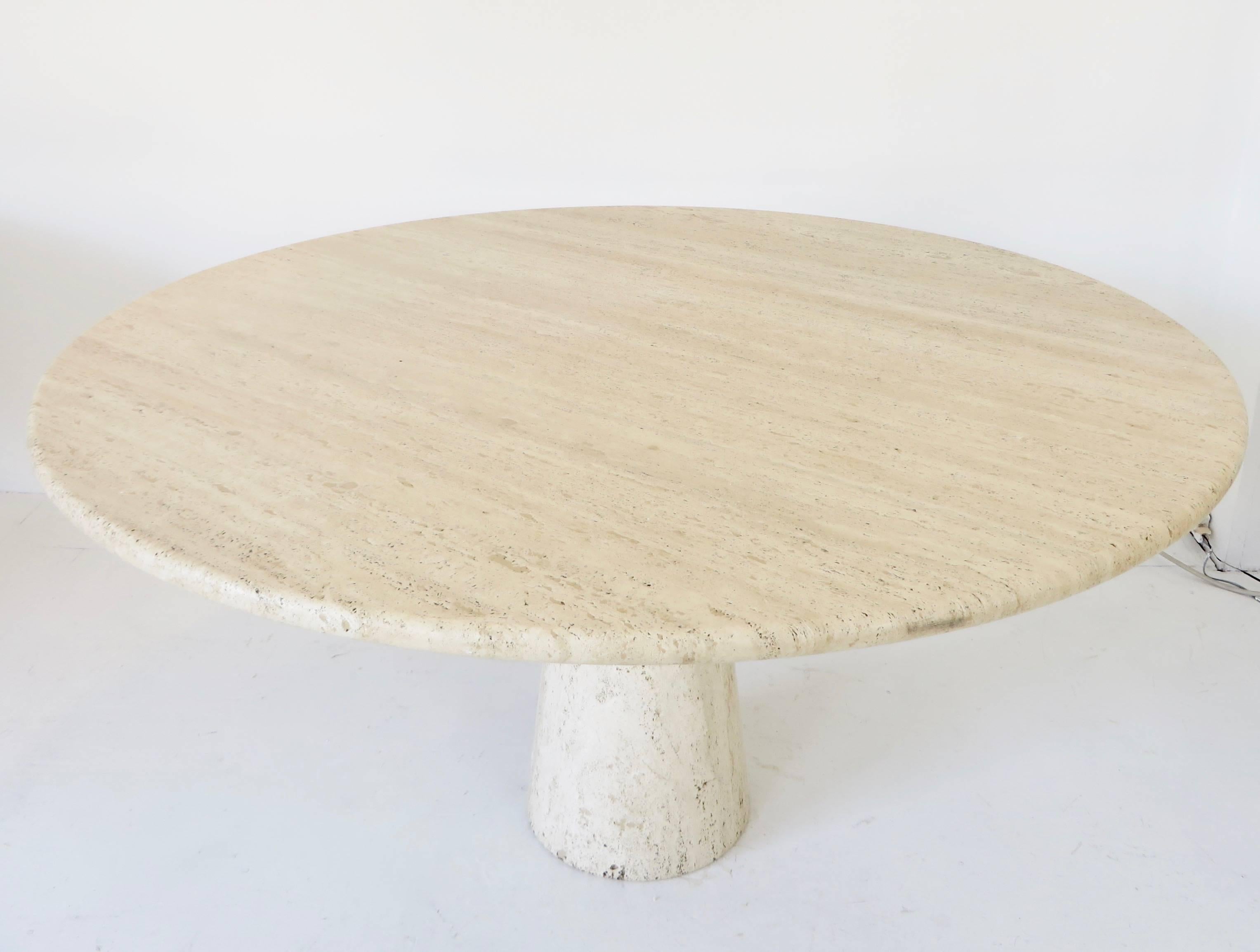 round travertine table